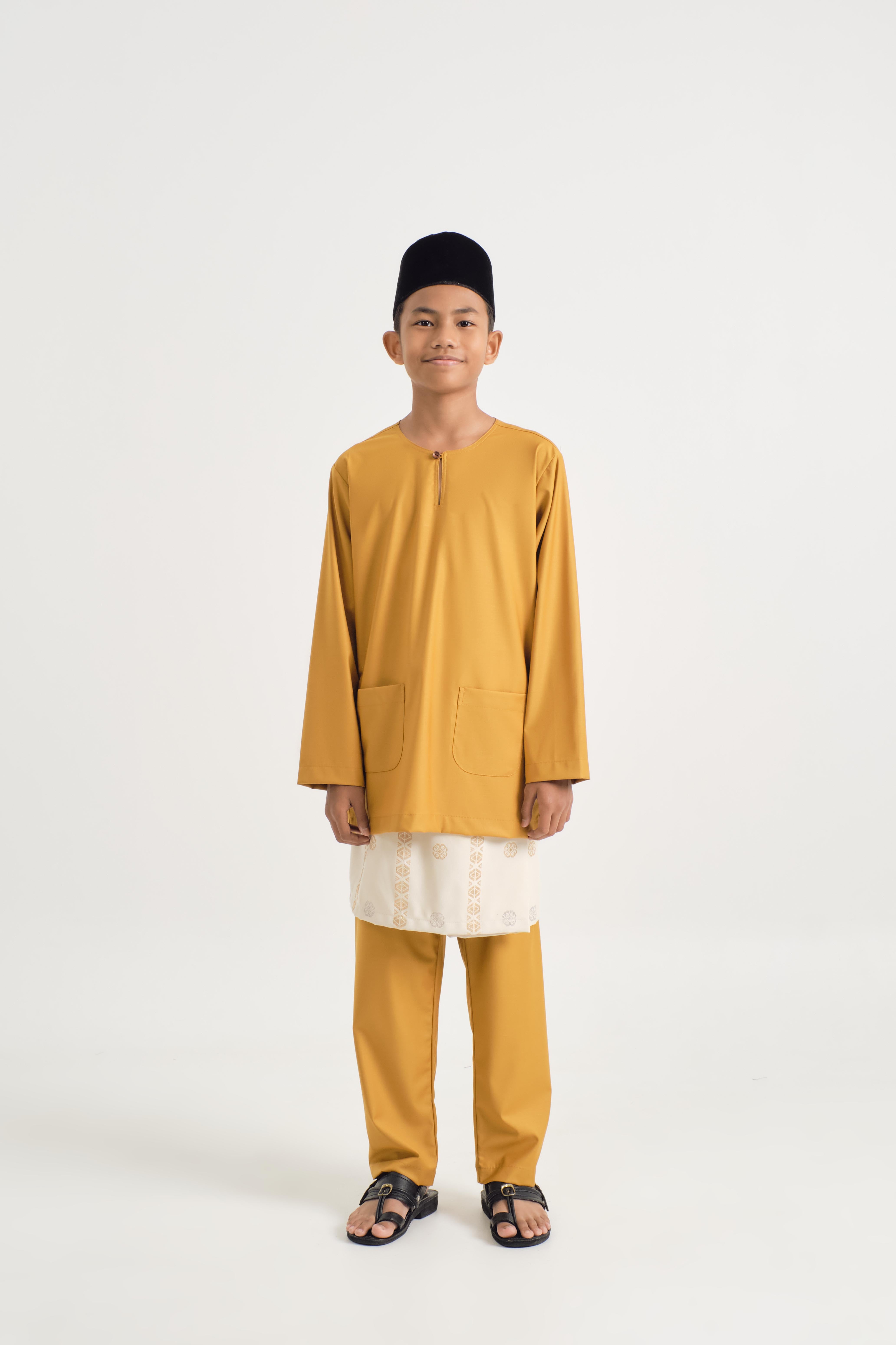 Patawali Boys Baju Melayu Teluk Belanga - Mustard Yellow