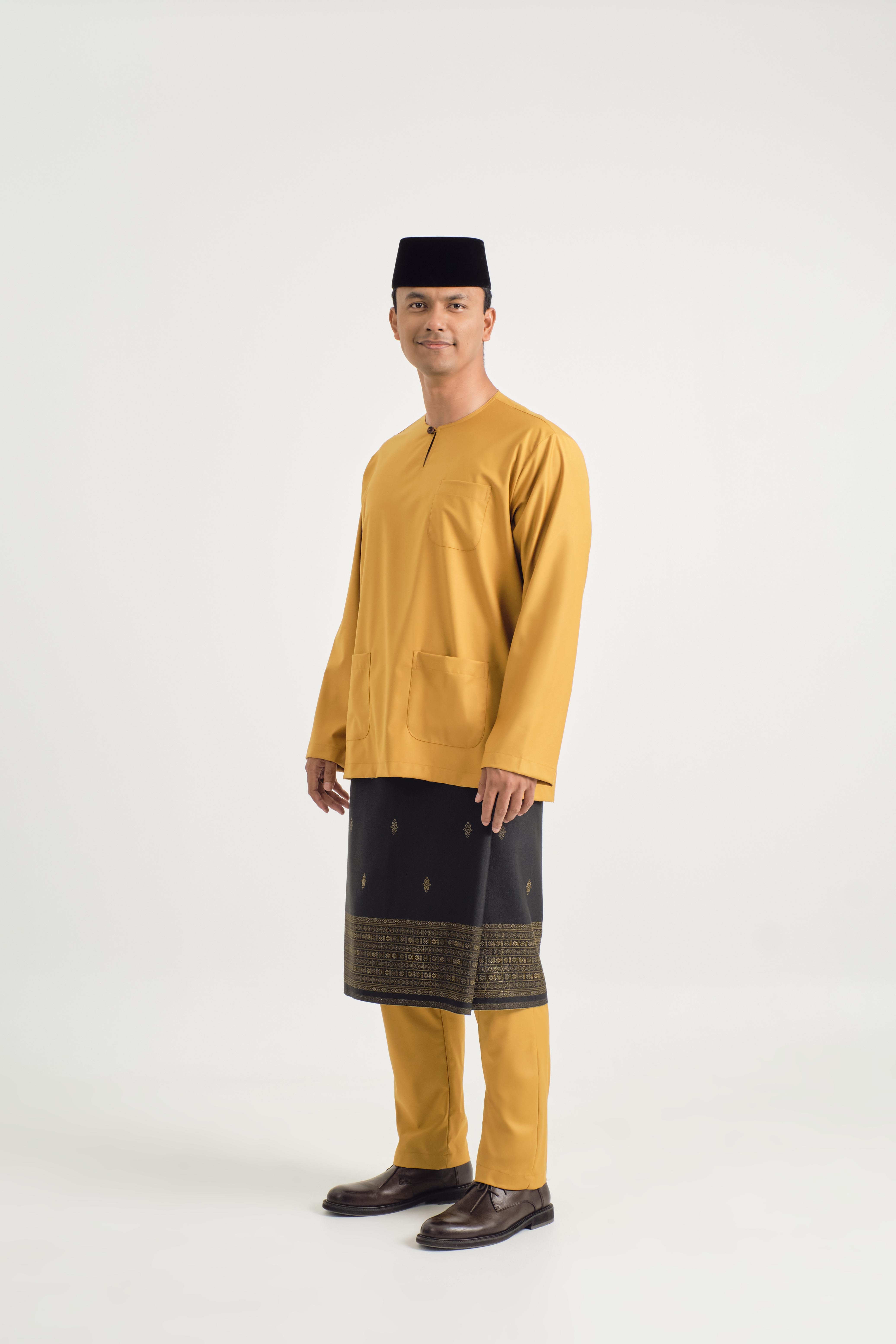 Patawali Classic Fit Baju Melayu Teluk Belanga - Mustard Yellow