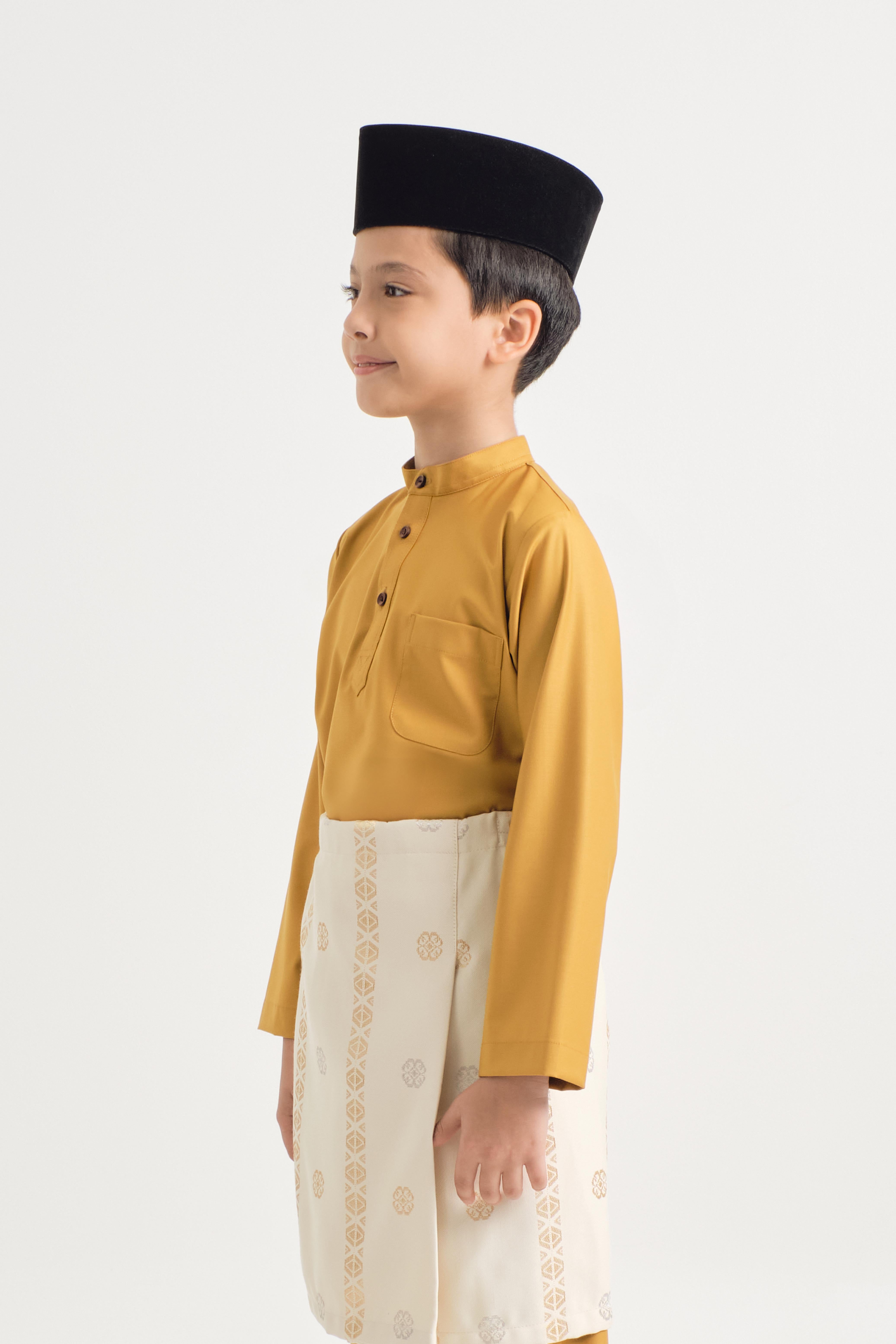 Patawali Boys Baju Melayu Cekak Musang - Mustard Yellow