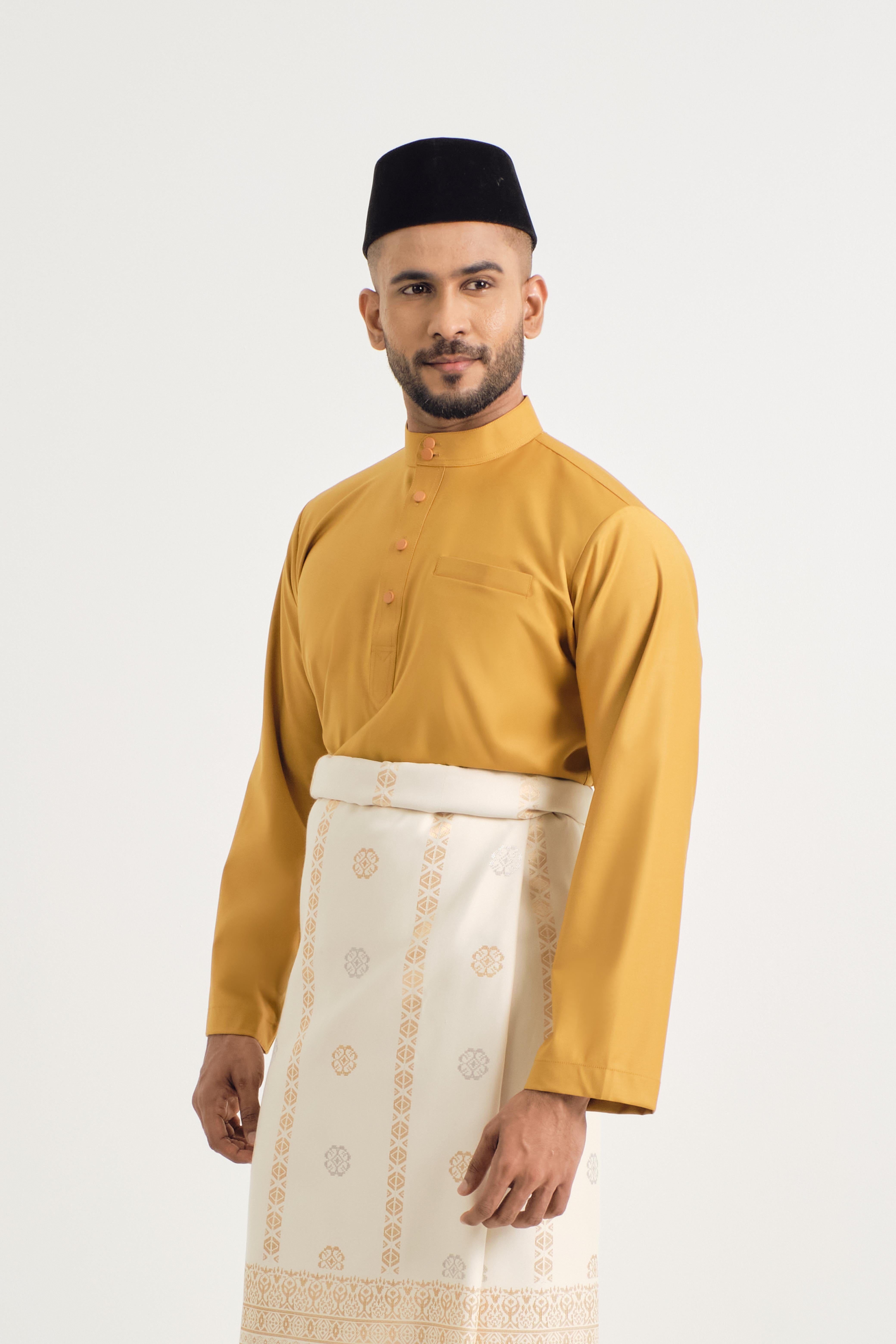 Patawali Baju Melayu Cekak Musang - Mustard Yellow