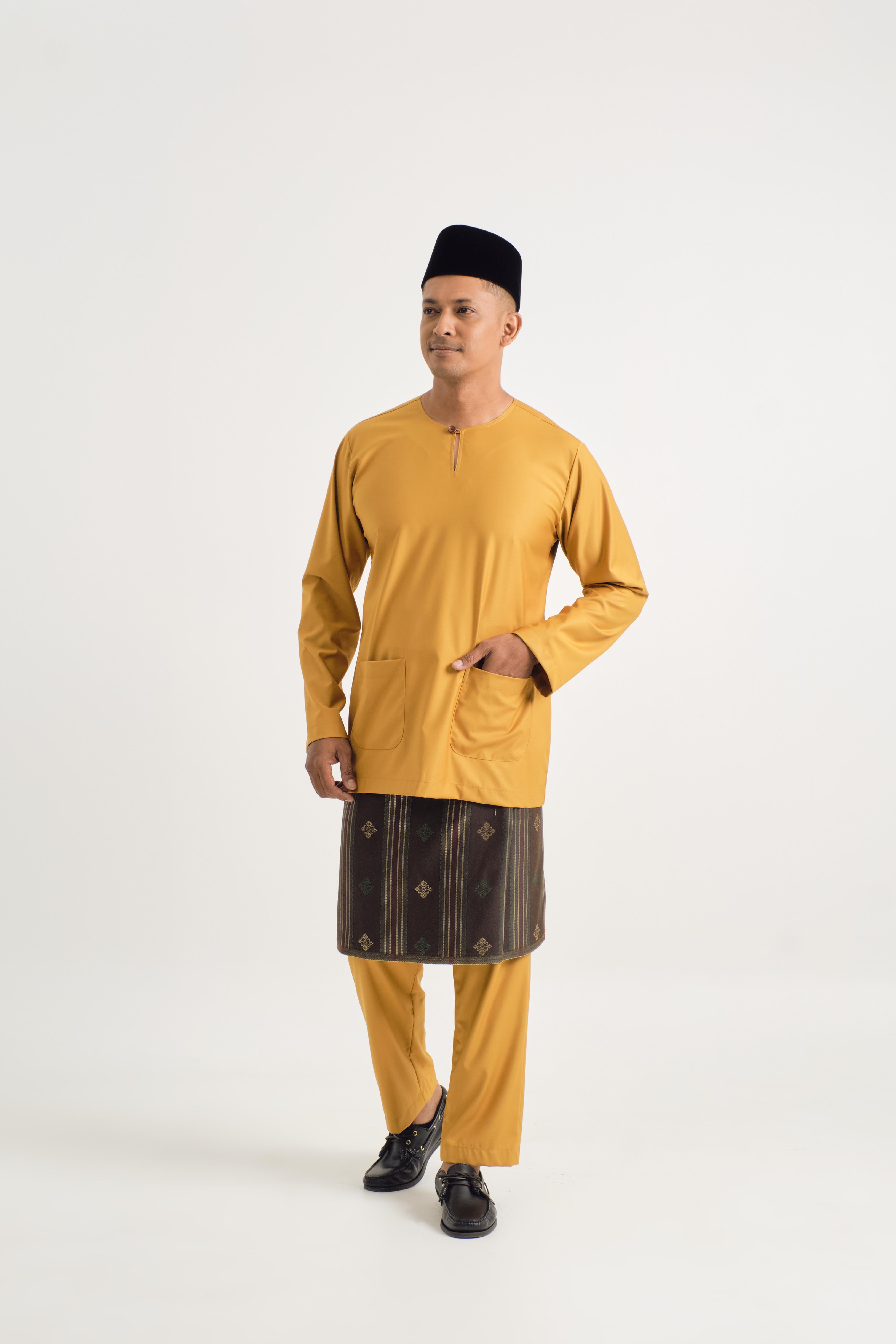 Patawali Modern Fit Baju Melayu Teluk Belanga - Mustard Yellow