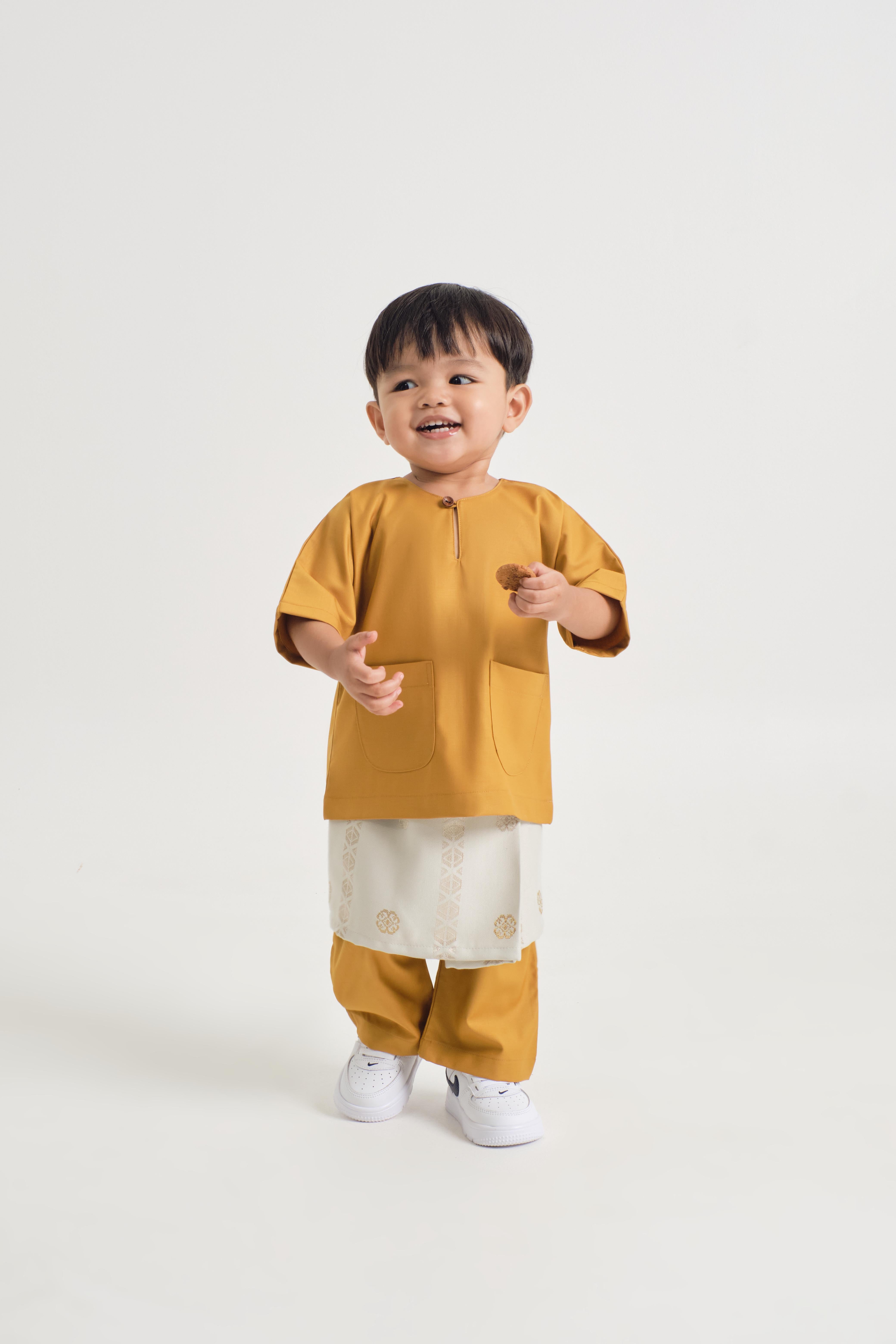 Patawali Baby Boys Baju Melayu Teluk Belanga - Mustard Yellow