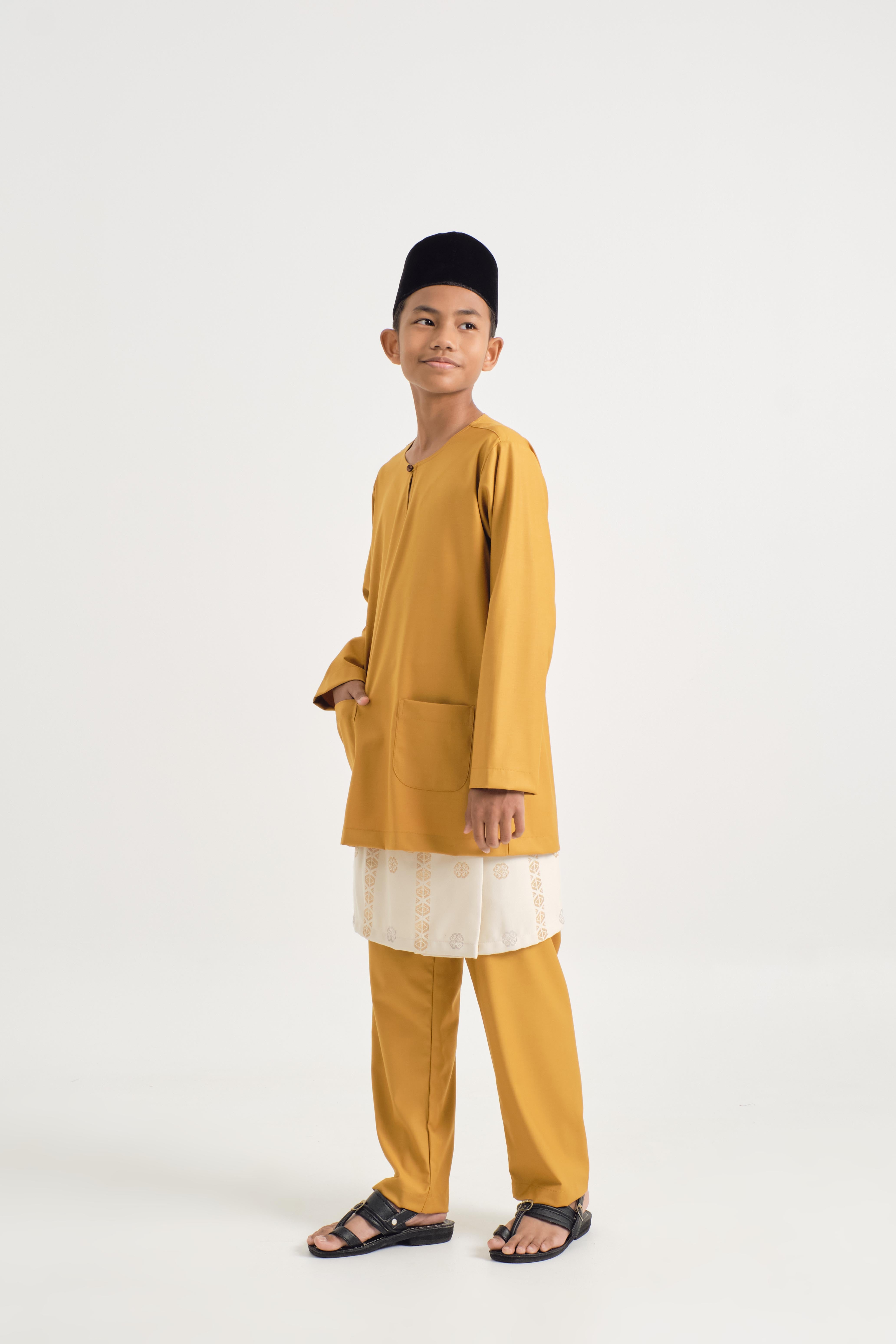 Patawali Boys Baju Melayu Teluk Belanga - Mustard Yellow