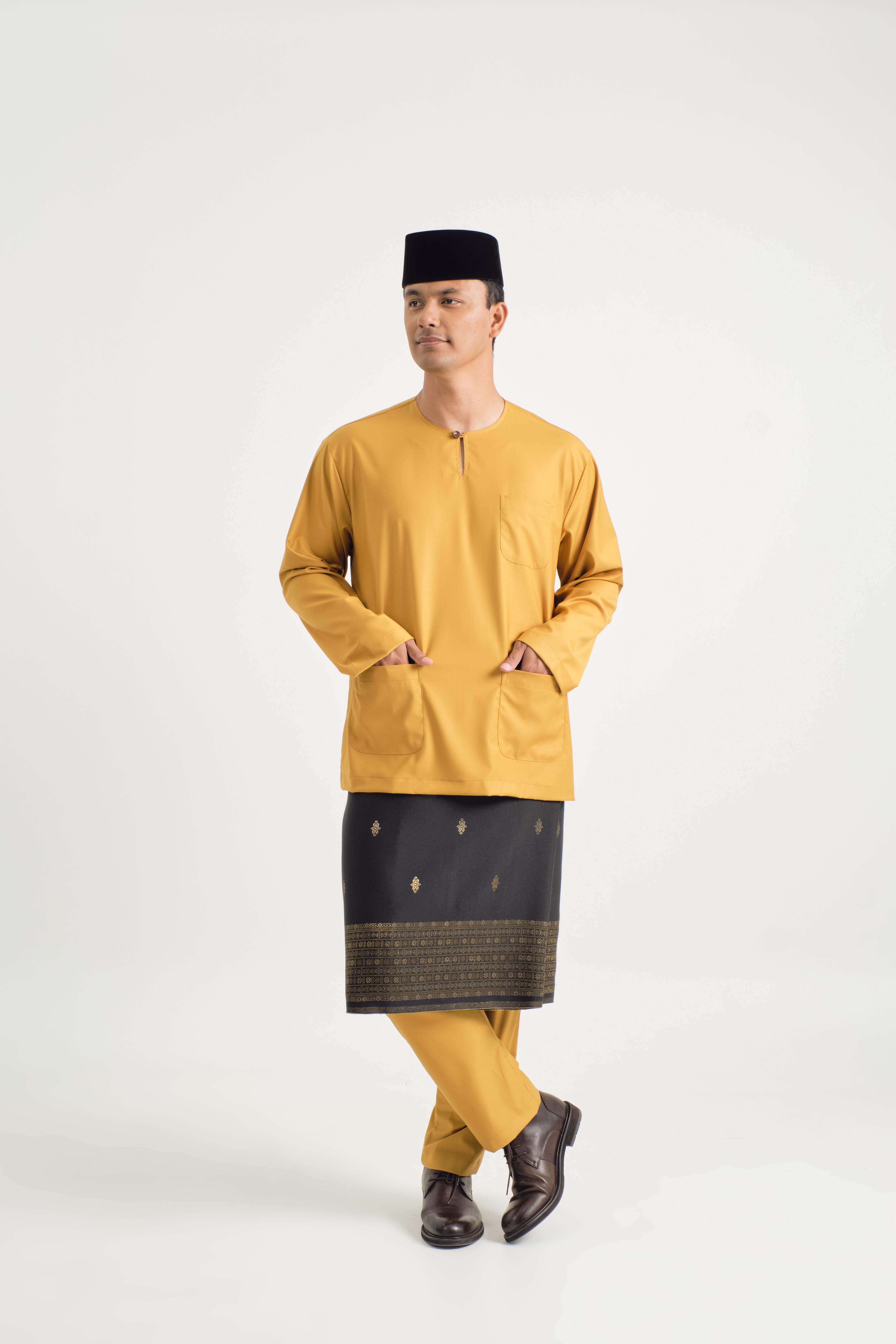 Patawali Classic Fit Baju Melayu Teluk Belanga - Mustard Yellow