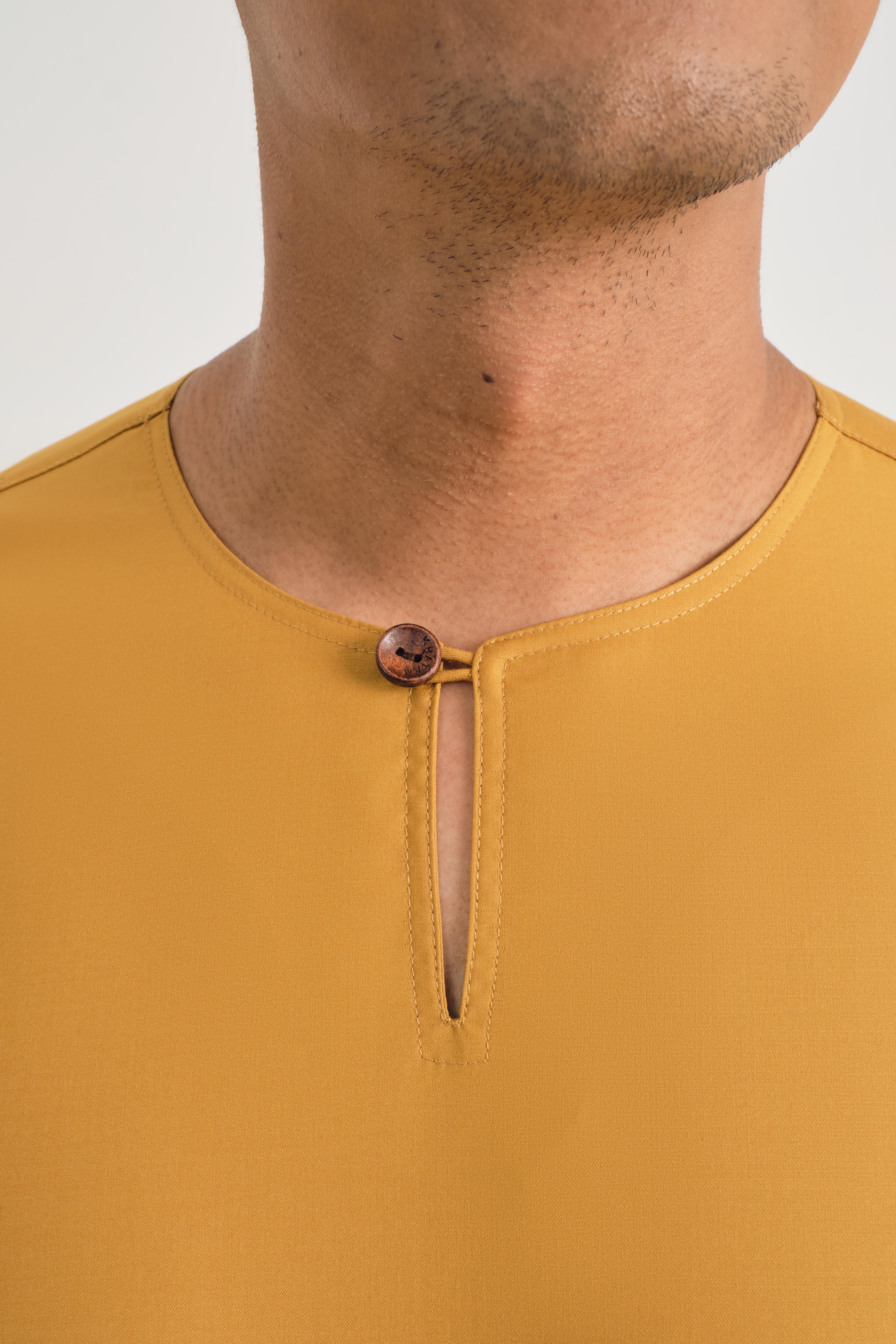 Patawali Modern Fit Baju Melayu Teluk Belanga - Mustard Yellow