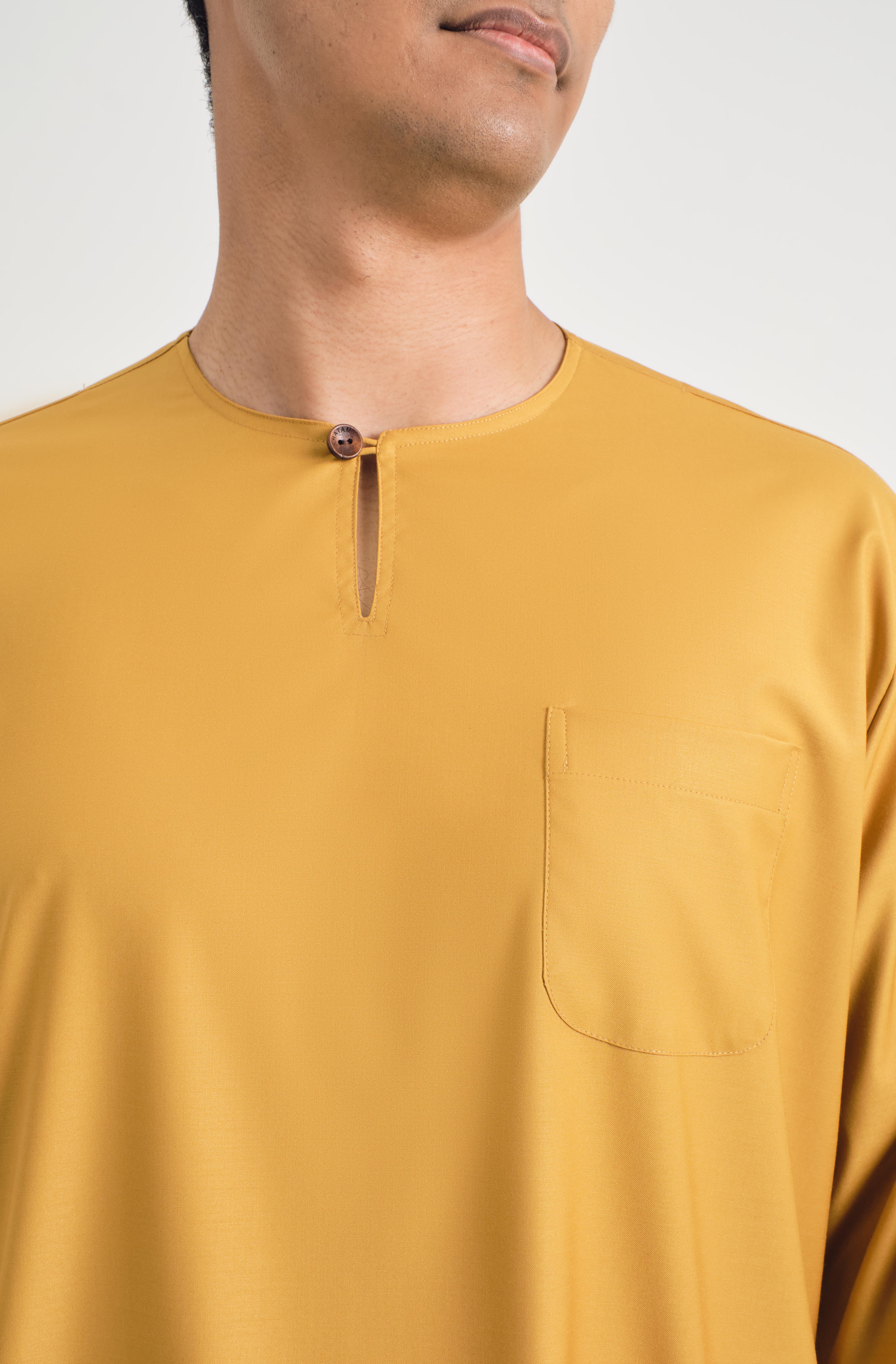 Patawali Classic Fit Baju Melayu Teluk Belanga - Mustard Yellow