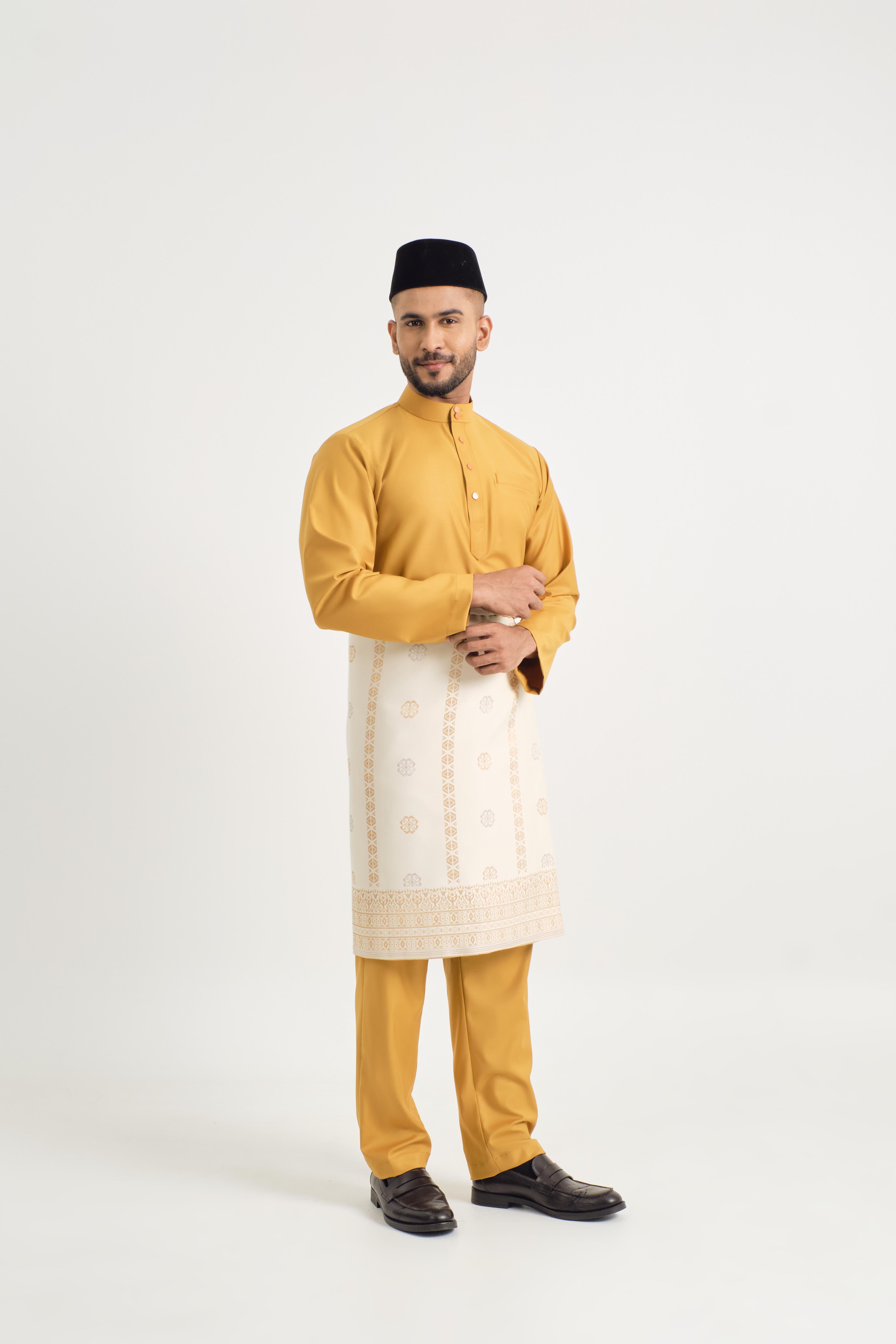 Patawali Baju Melayu Cekak Musang - Mustard Yellow