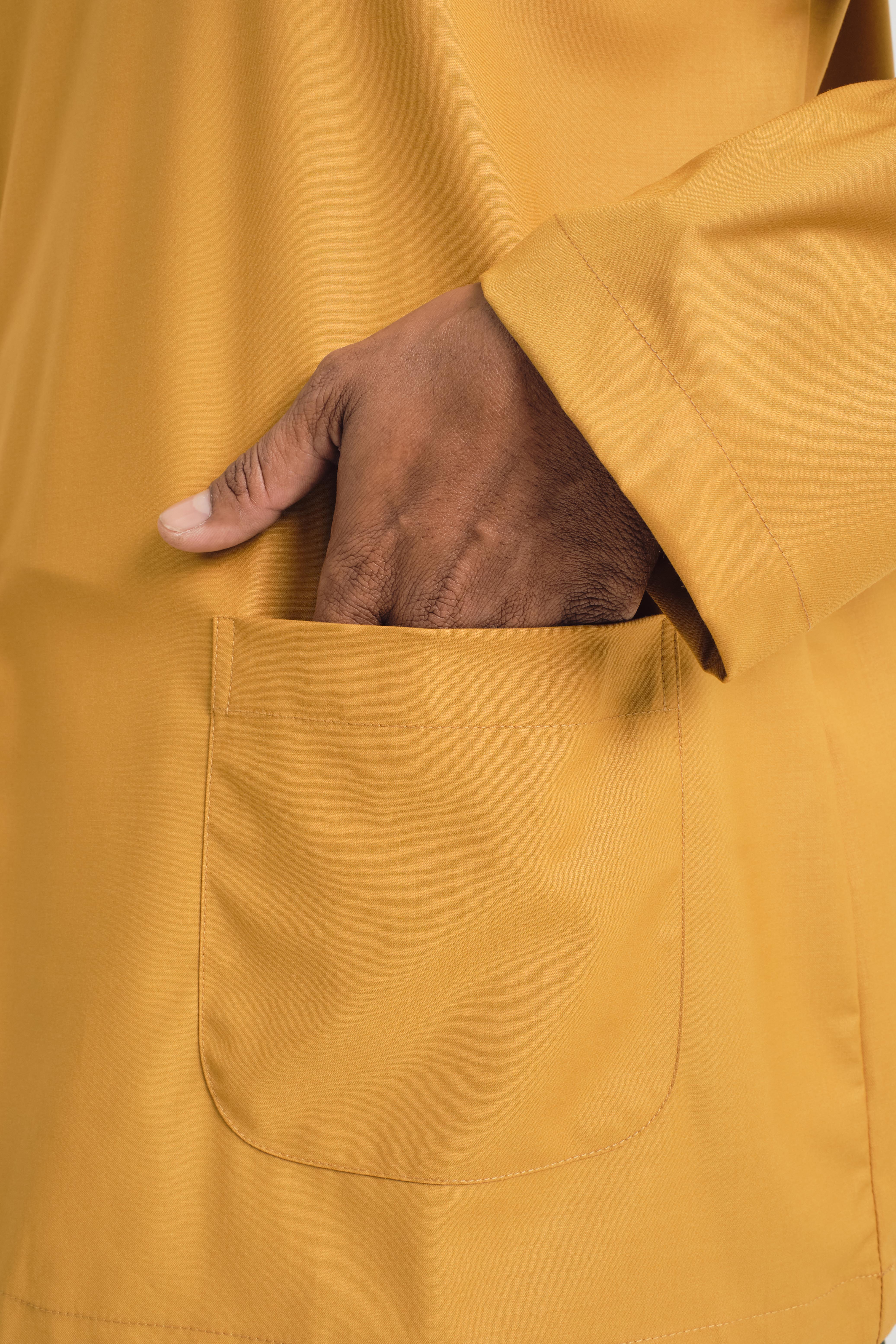 Patawali Modern Fit Baju Melayu Teluk Belanga - Mustard Yellow