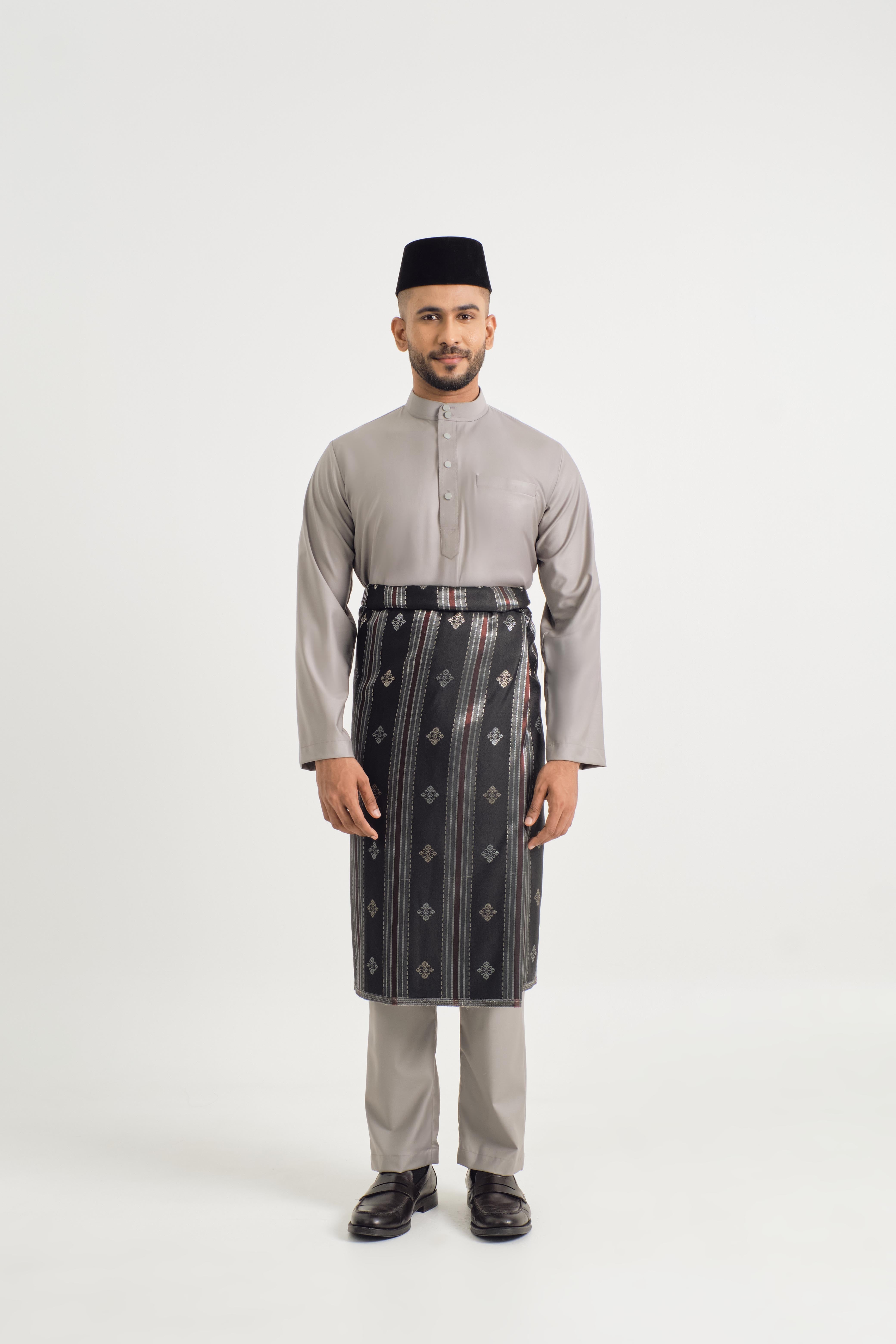 Patawali Baju Melayu Cekak Musang - Muted Grey