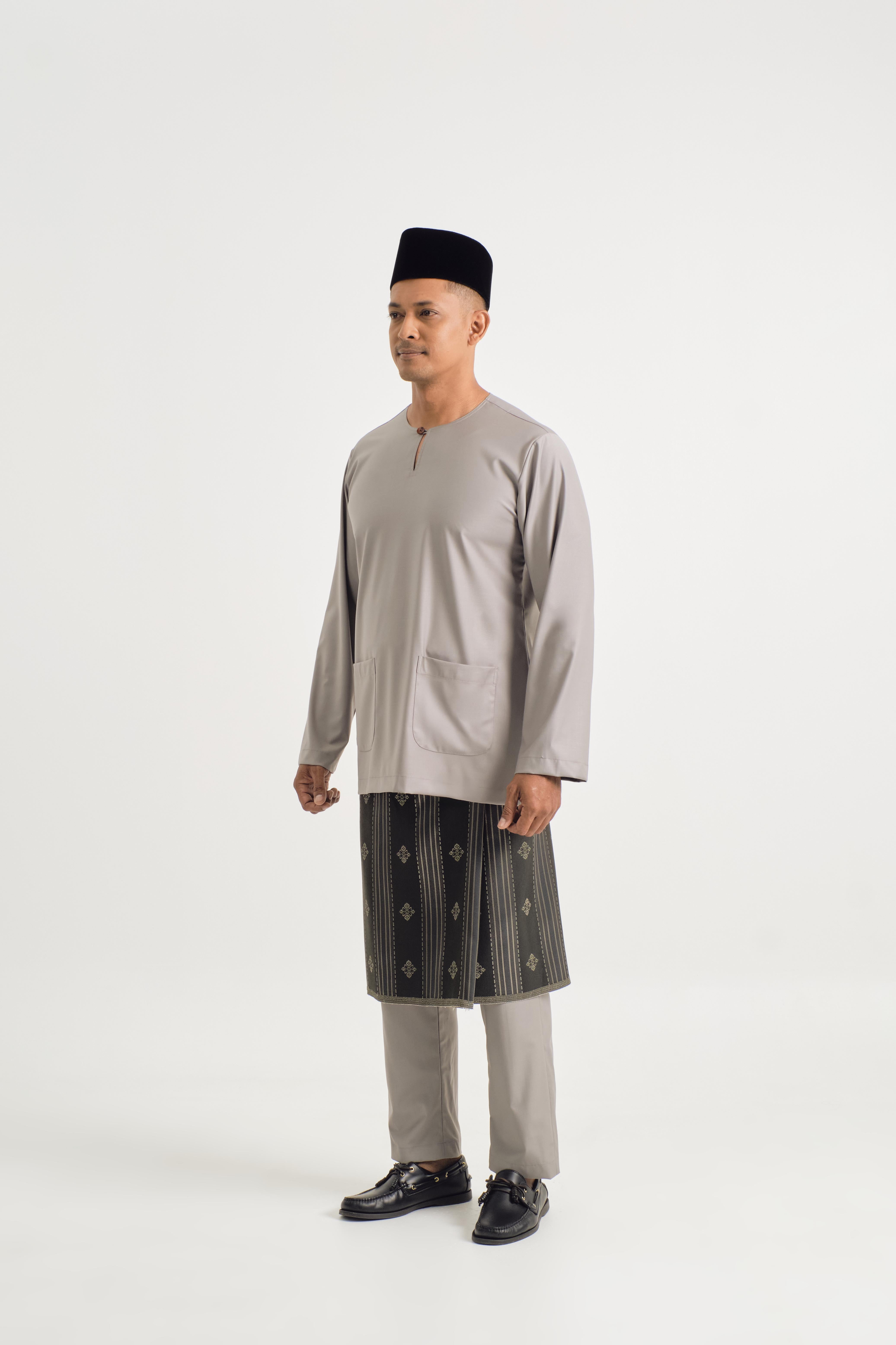 Patawali Modern Fit Baju Melayu Teluk Belanga - Muted Grey