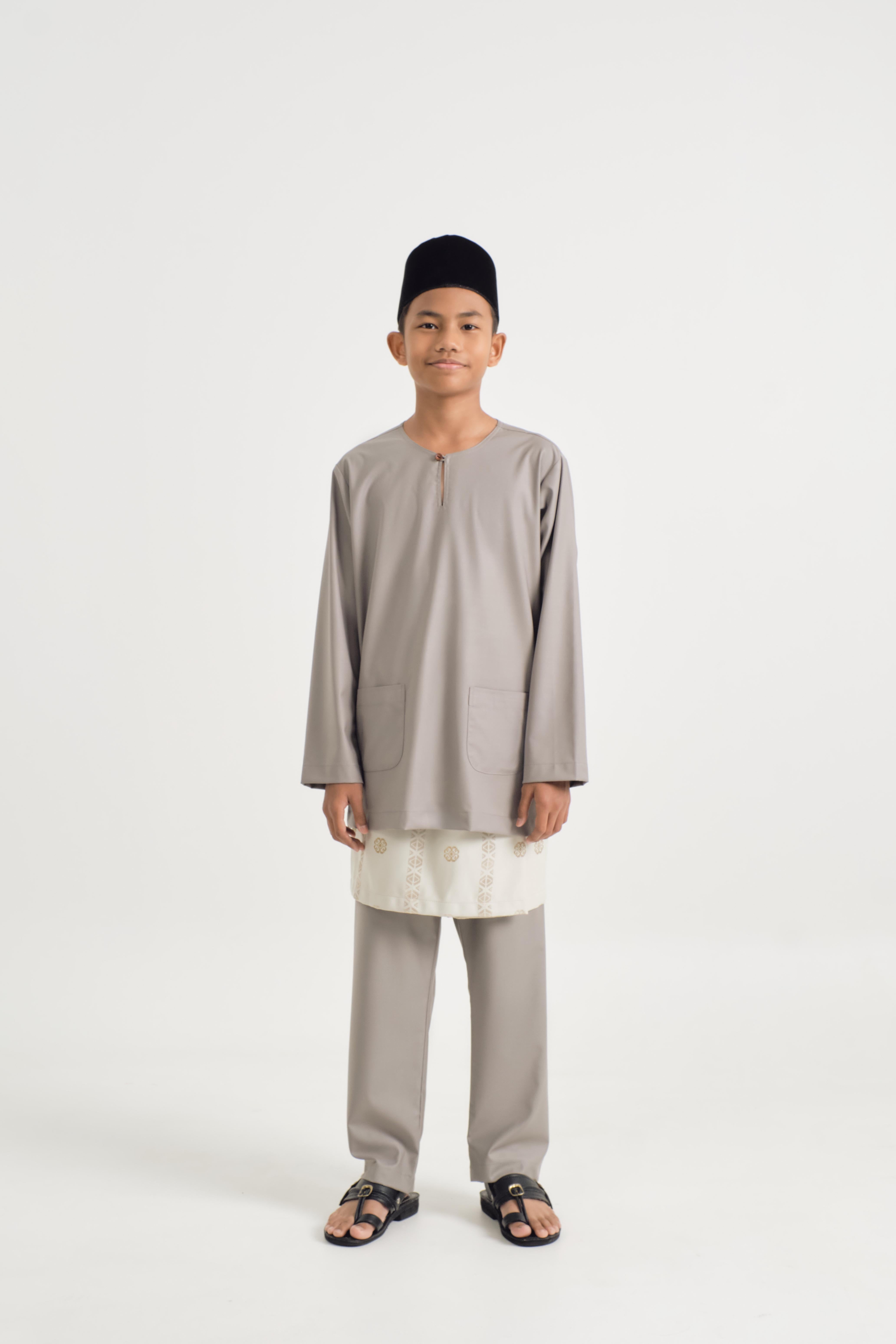 Patawali Boys Baju Melayu Teluk Belanga - Muted Grey