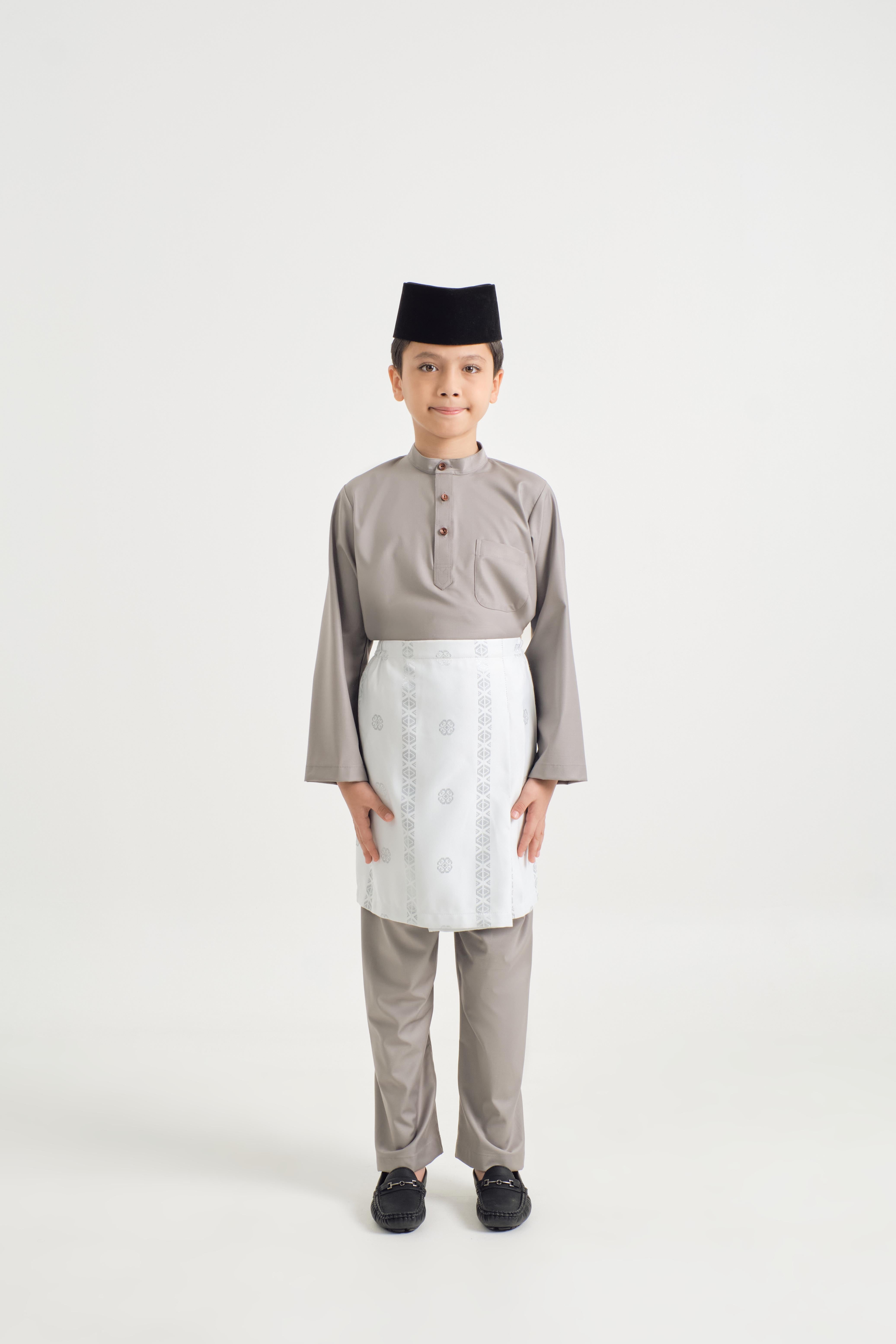 Patawali Boys Baju Melayu Cekak Musang - Muted Grey