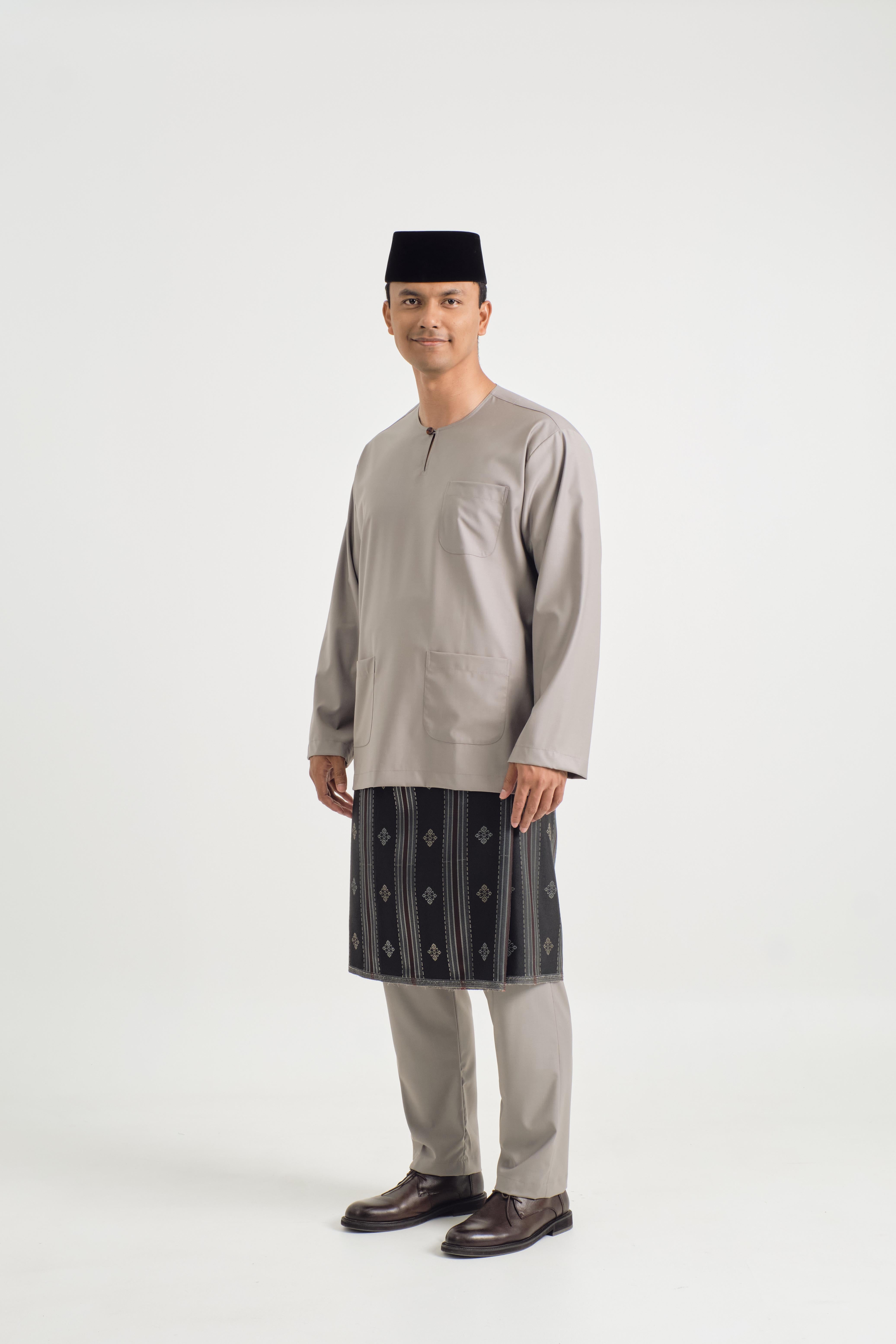 Patawali Classic Fit Baju Melayu Teluk Belanga - Muted Grey