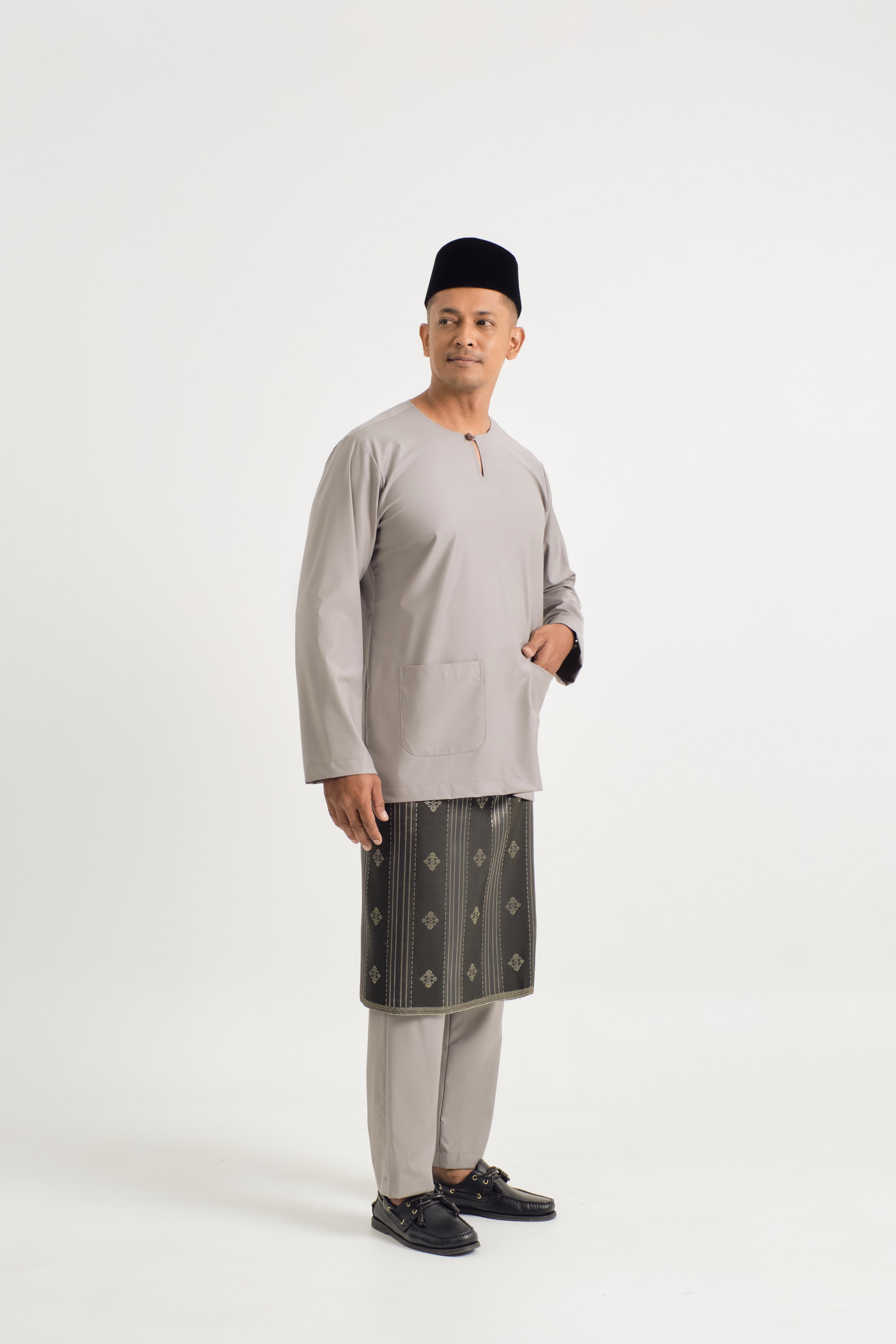 Patawali Modern Fit Baju Melayu Teluk Belanga - Muted Grey