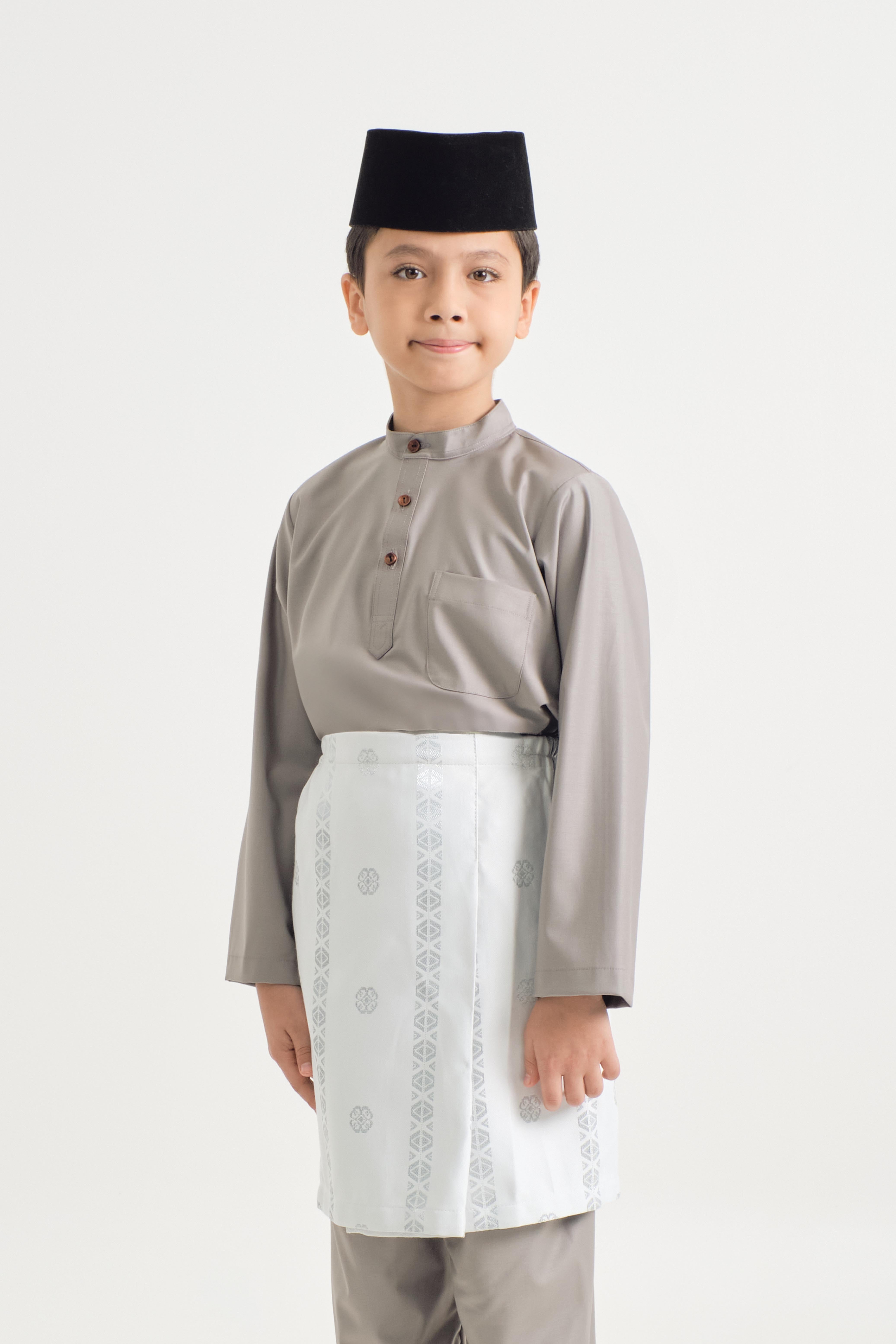 Patawali Boys Baju Melayu Cekak Musang - Muted Grey