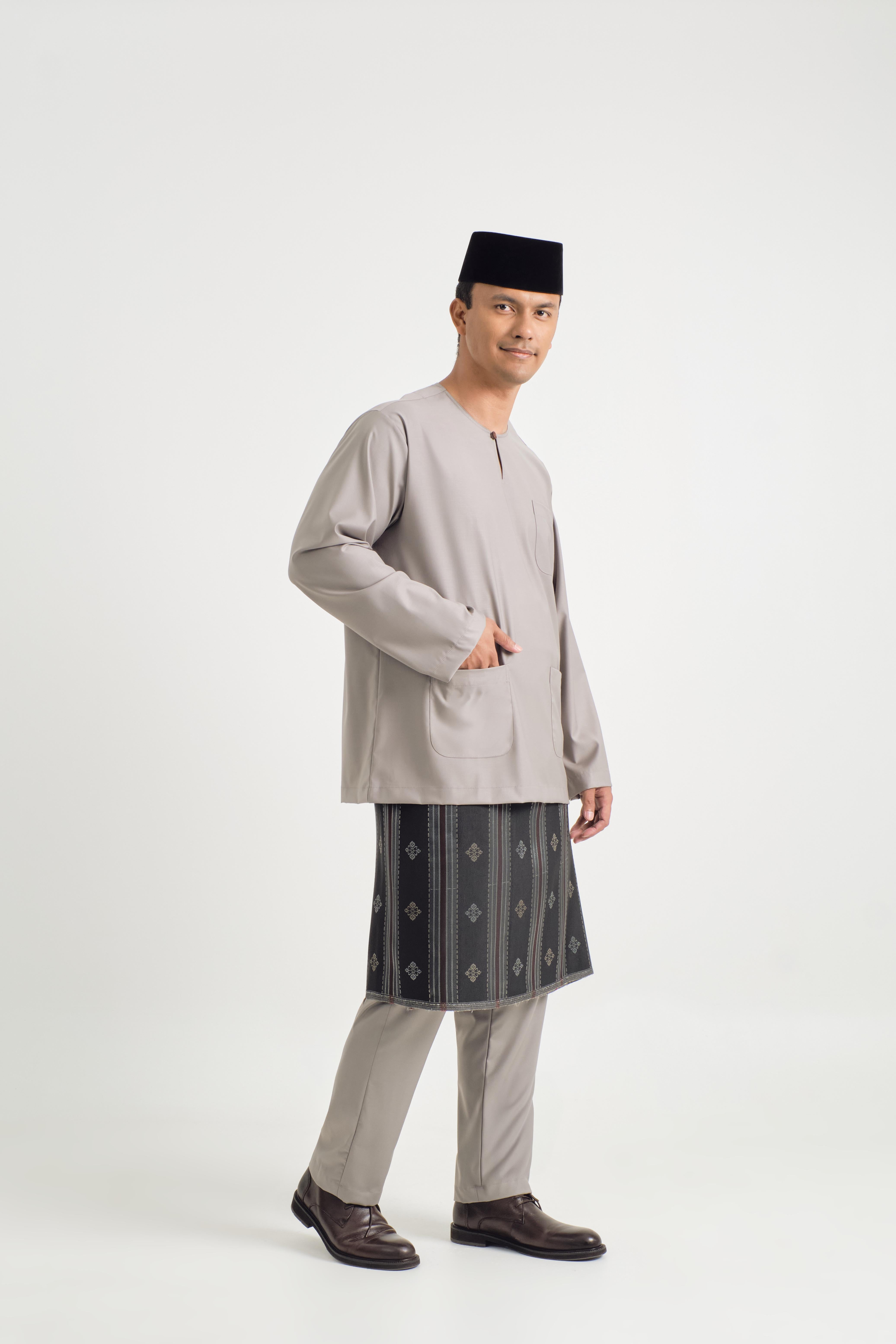 Patawali Classic Fit Baju Melayu Teluk Belanga - Muted Grey