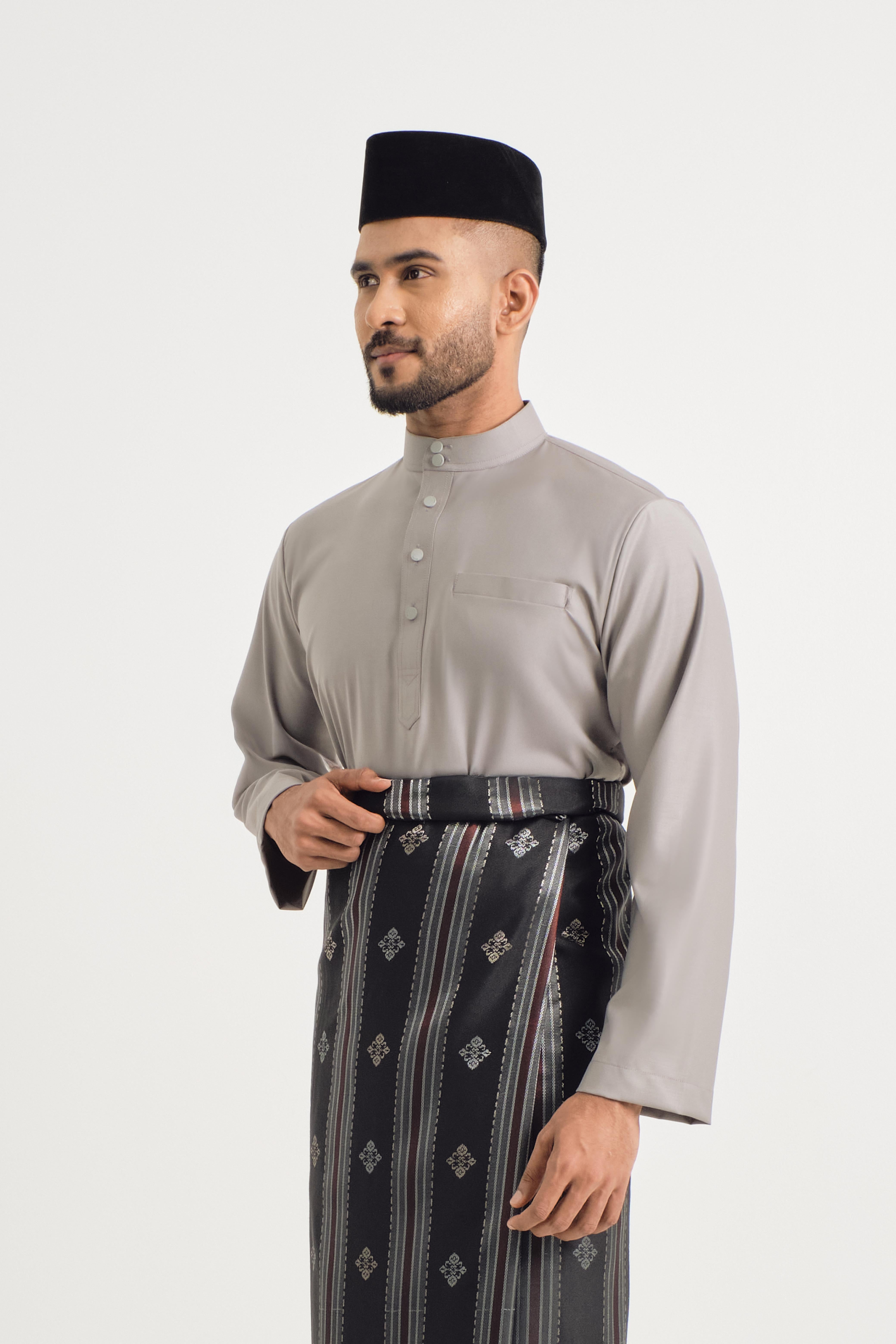 Patawali Baju Melayu Cekak Musang - Muted Grey