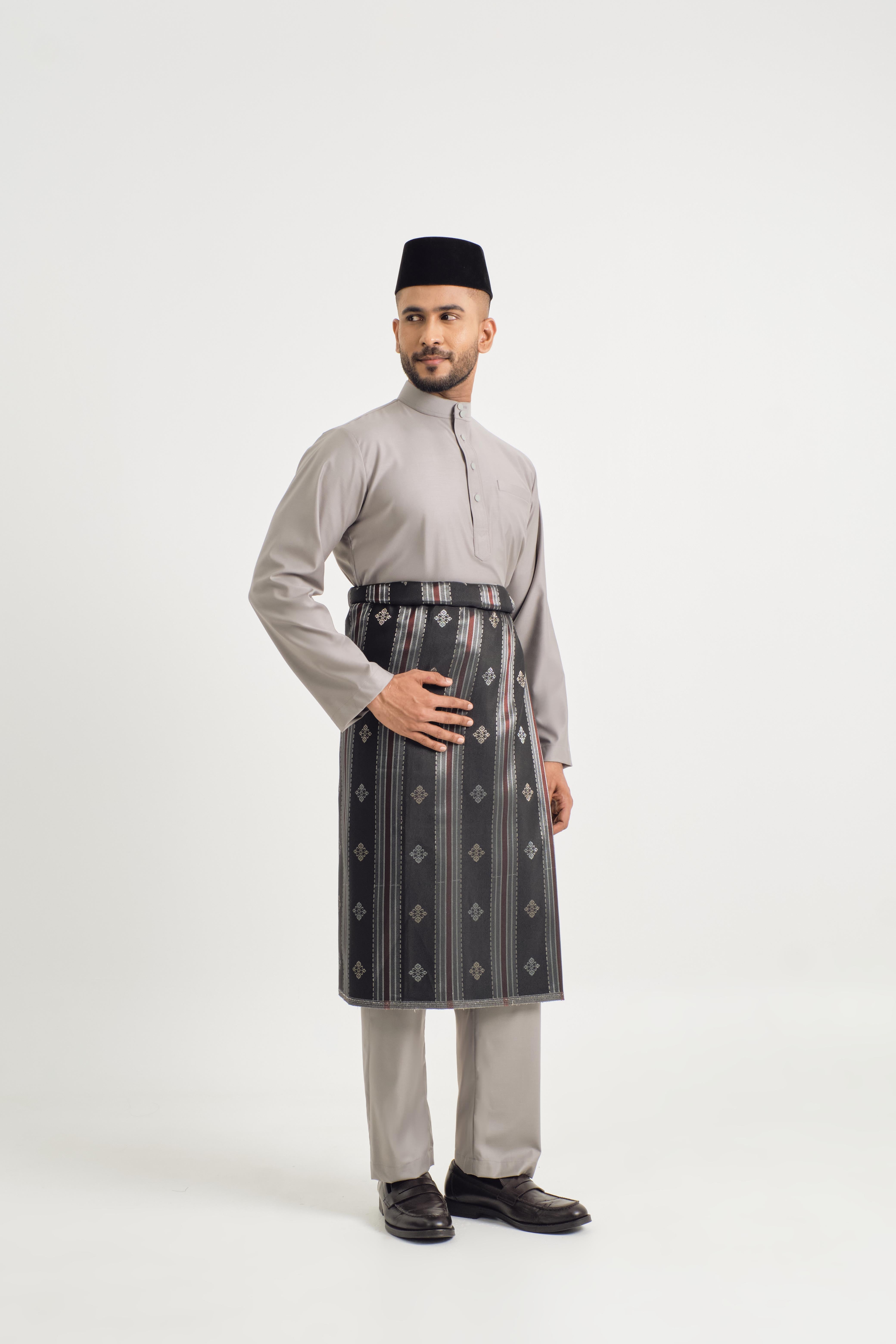 Patawali Baju Melayu Cekak Musang - Muted Grey