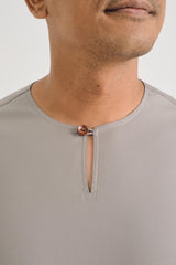 Patawali Modern Fit Baju Melayu Teluk Belanga - Muted Grey