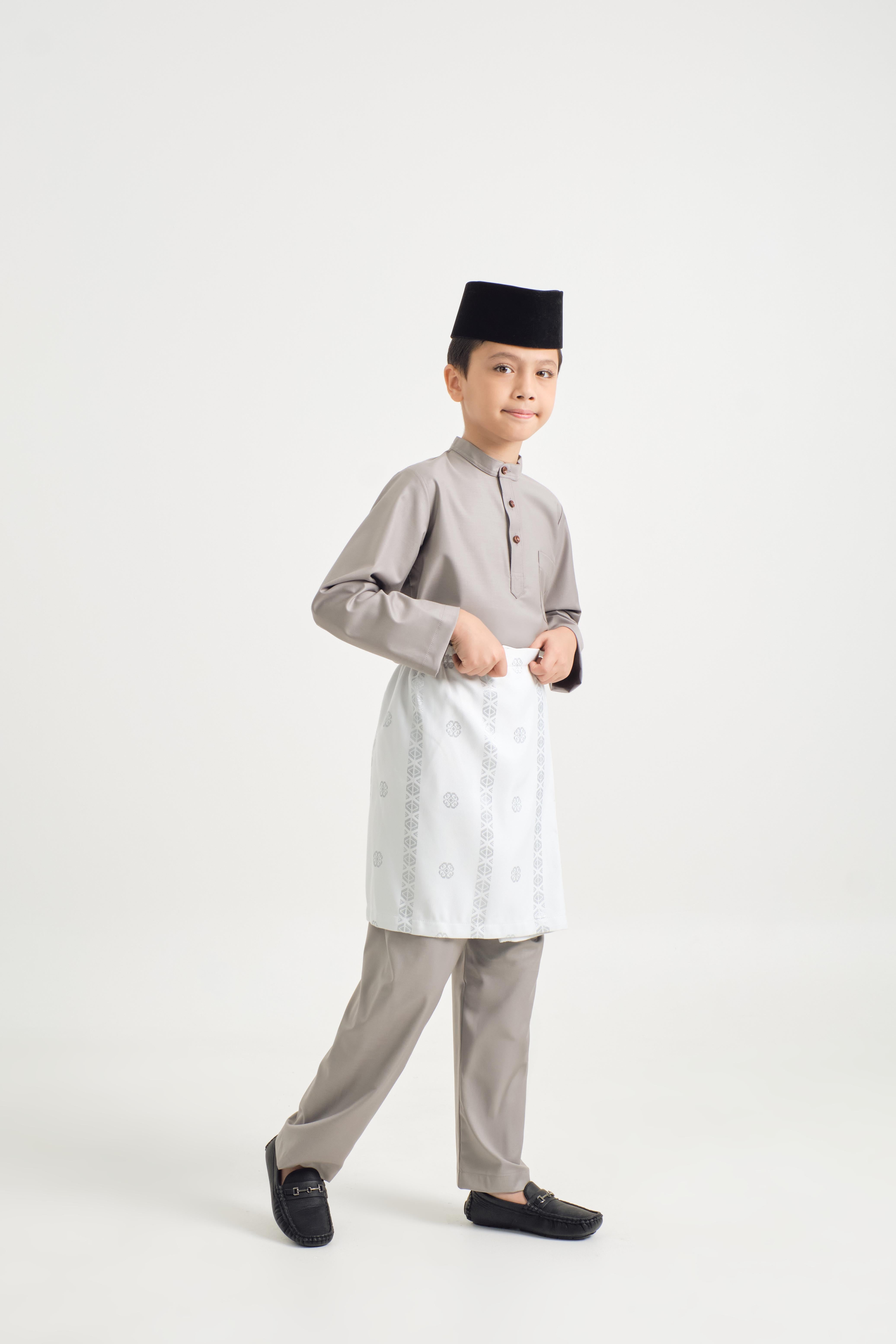 Patawali Boys Baju Melayu Cekak Musang - Muted Grey