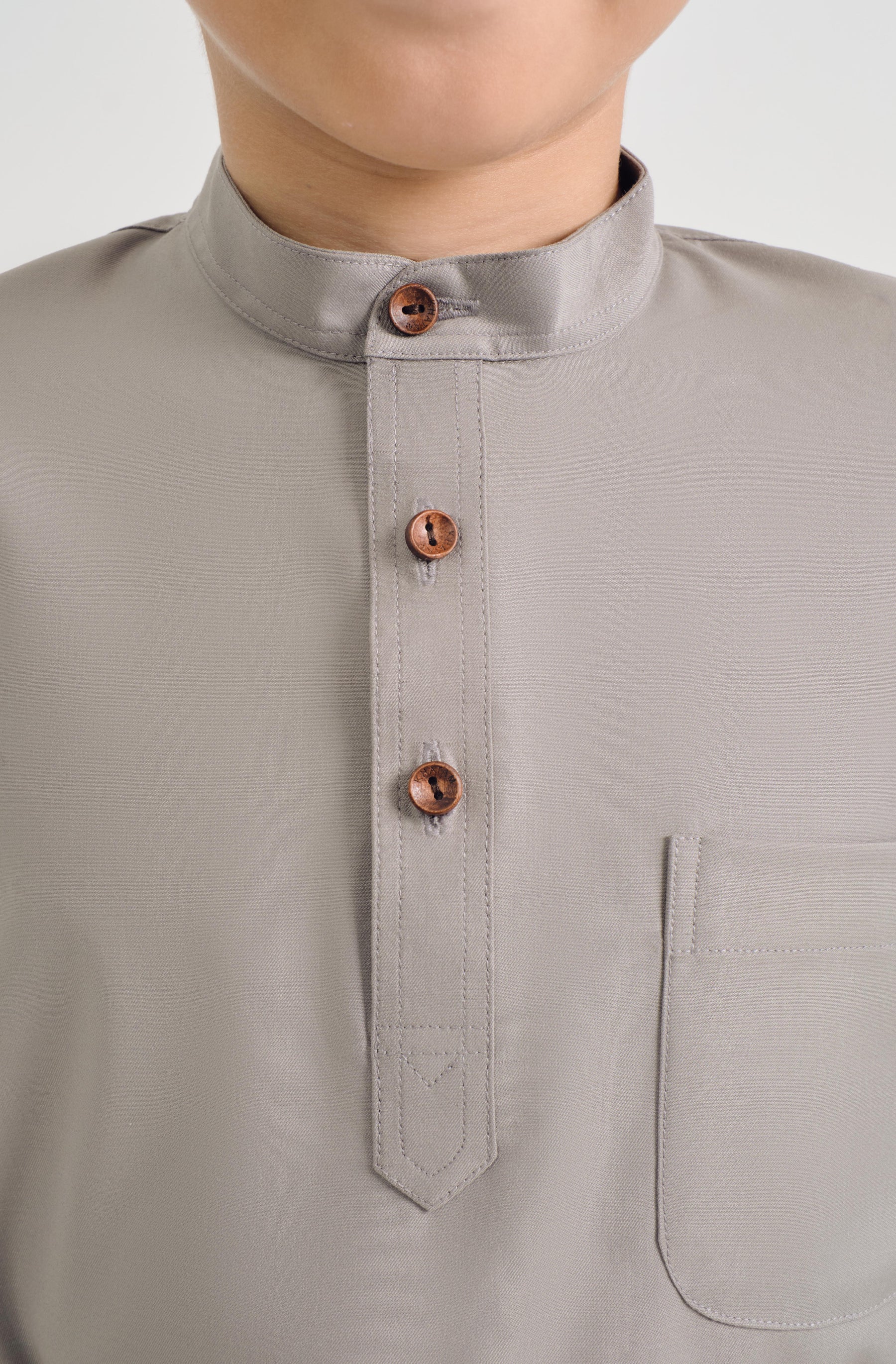 Patawali Boys Baju Melayu Cekak Musang - Muted Grey