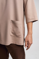 Nadim Modern Fit Top Quarter Sleeves - Pale Brown