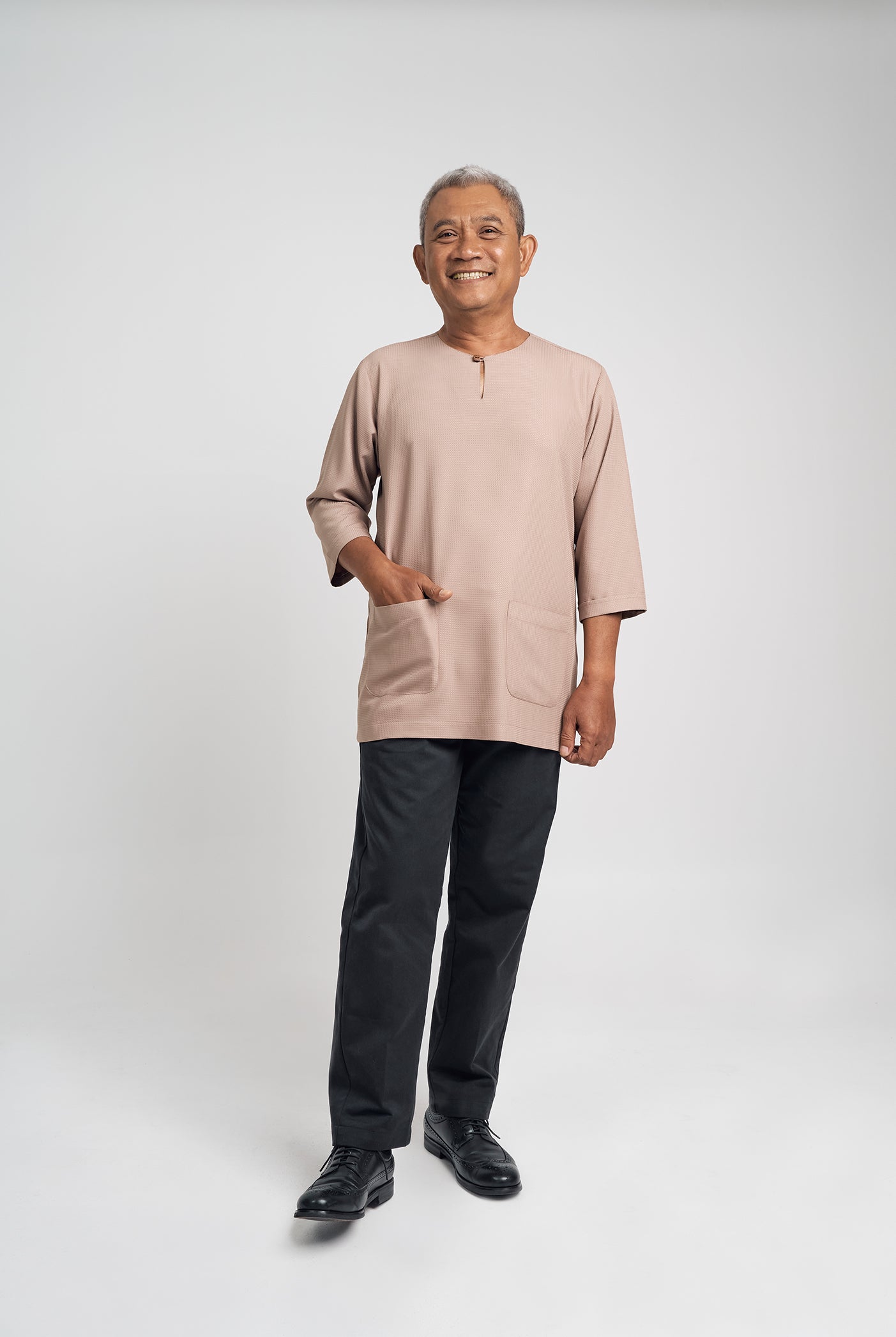 Nadim Modern Fit Top Quarter Sleeves - Pale Brown