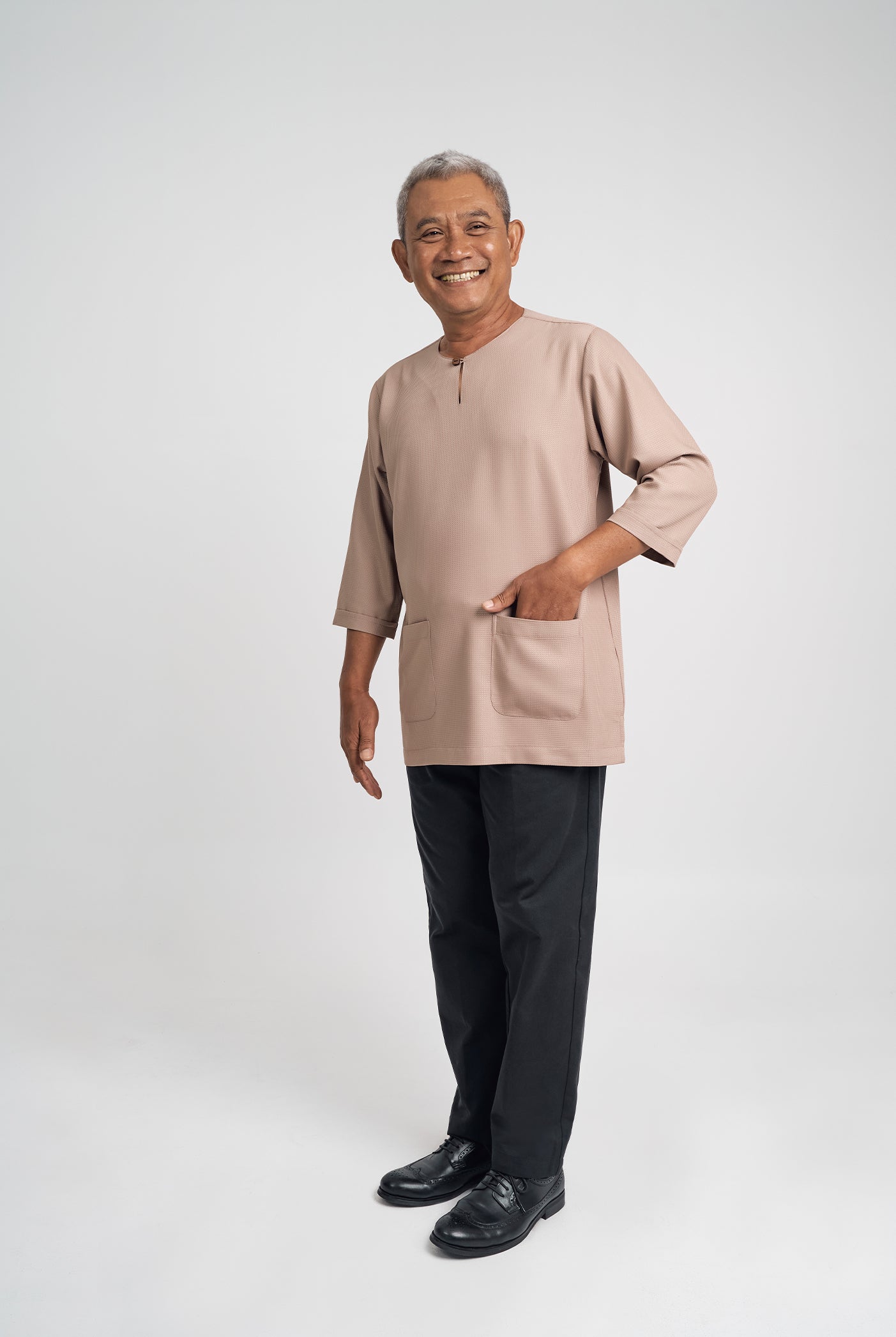 Nadim Modern Fit Top Quarter Sleeves - Pale Brown