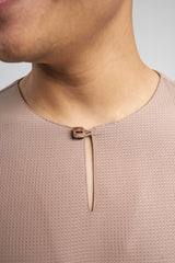 Nadim Modern Fit Top Quarter Sleeves - Pale Brown