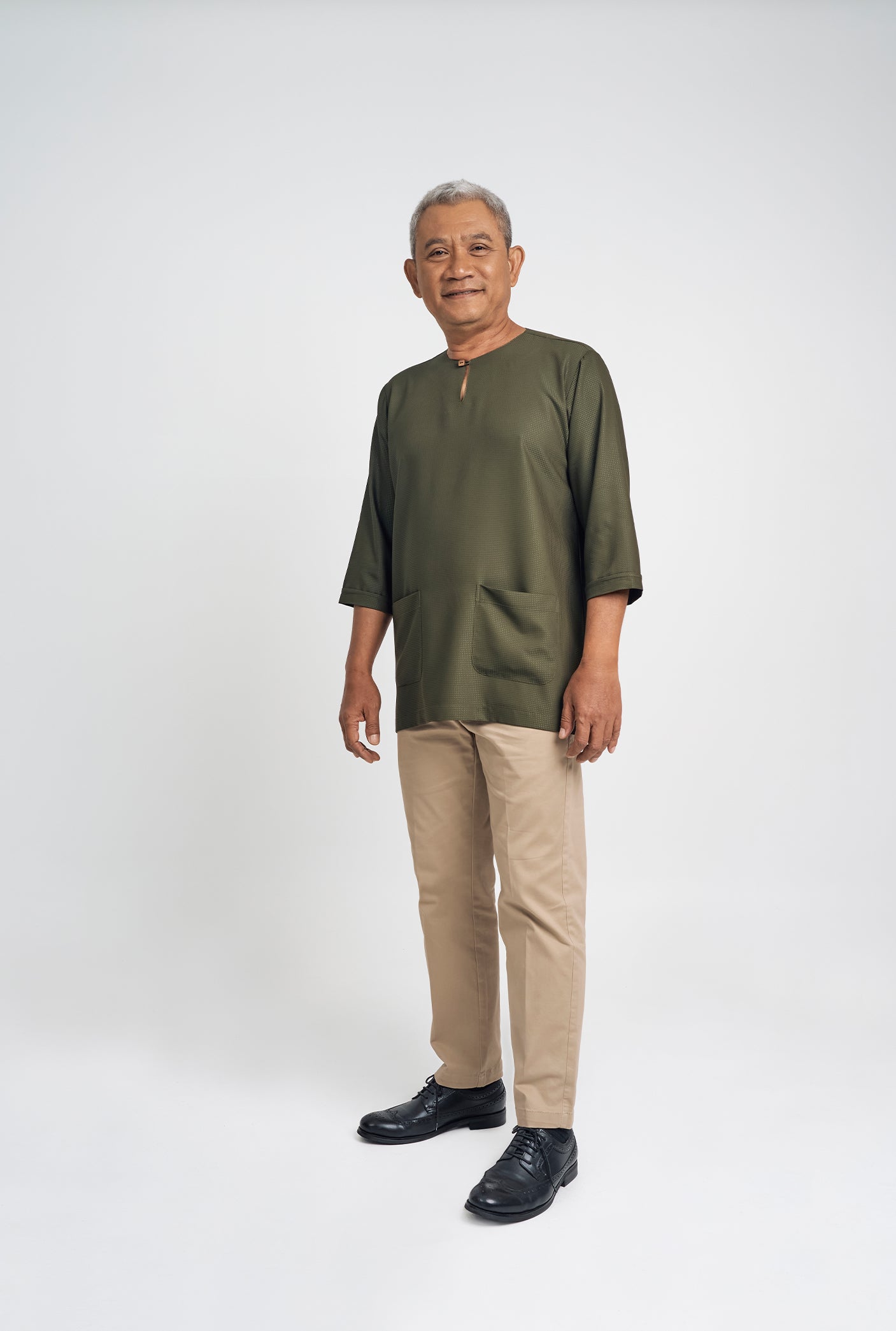 Nadim Modern Fit Top Quarter Sleeves - Army
