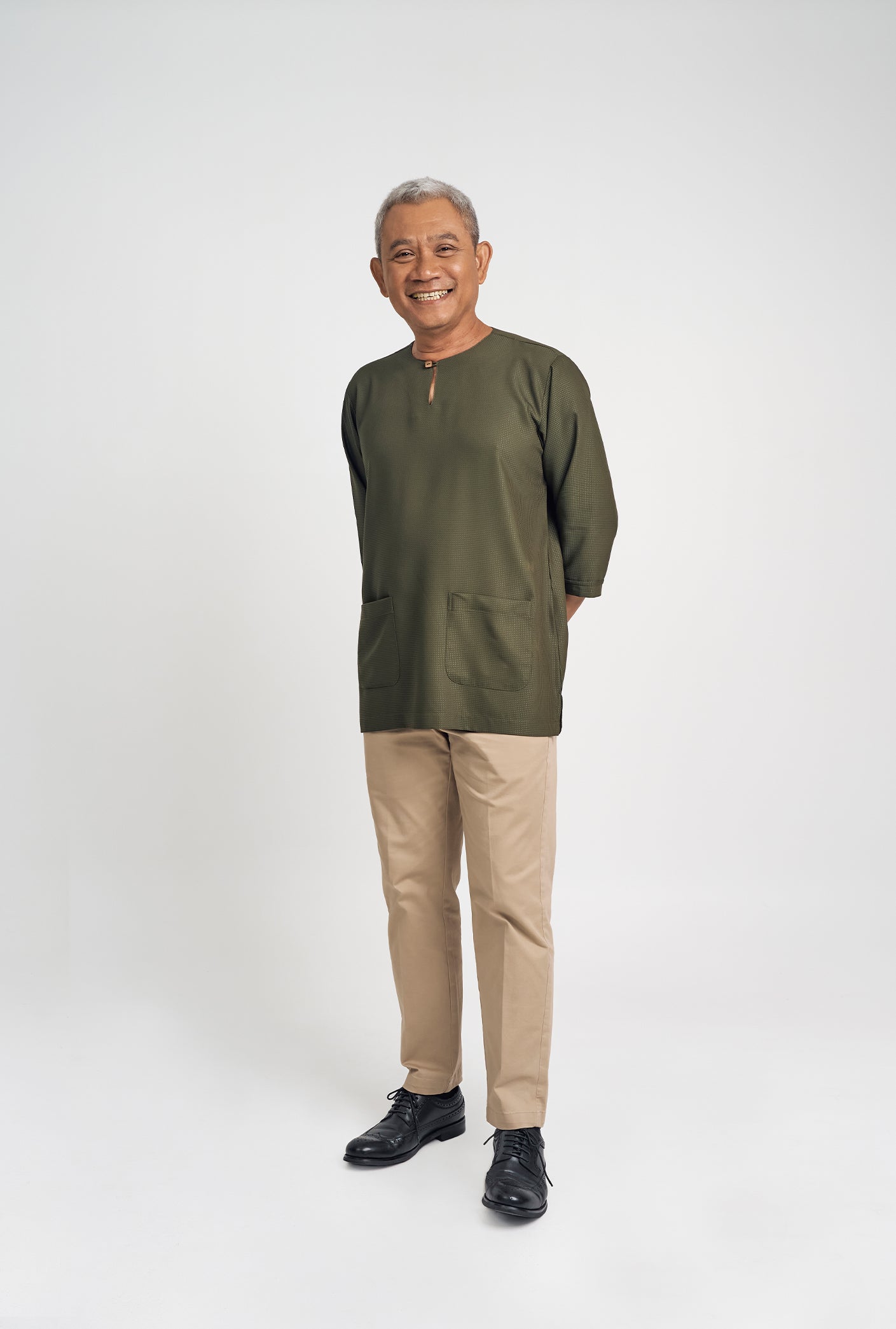 Nadim Modern Fit Top Quarter Sleeves - Army