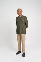 Nadim Modern Fit Top Quarter Sleeves - Army