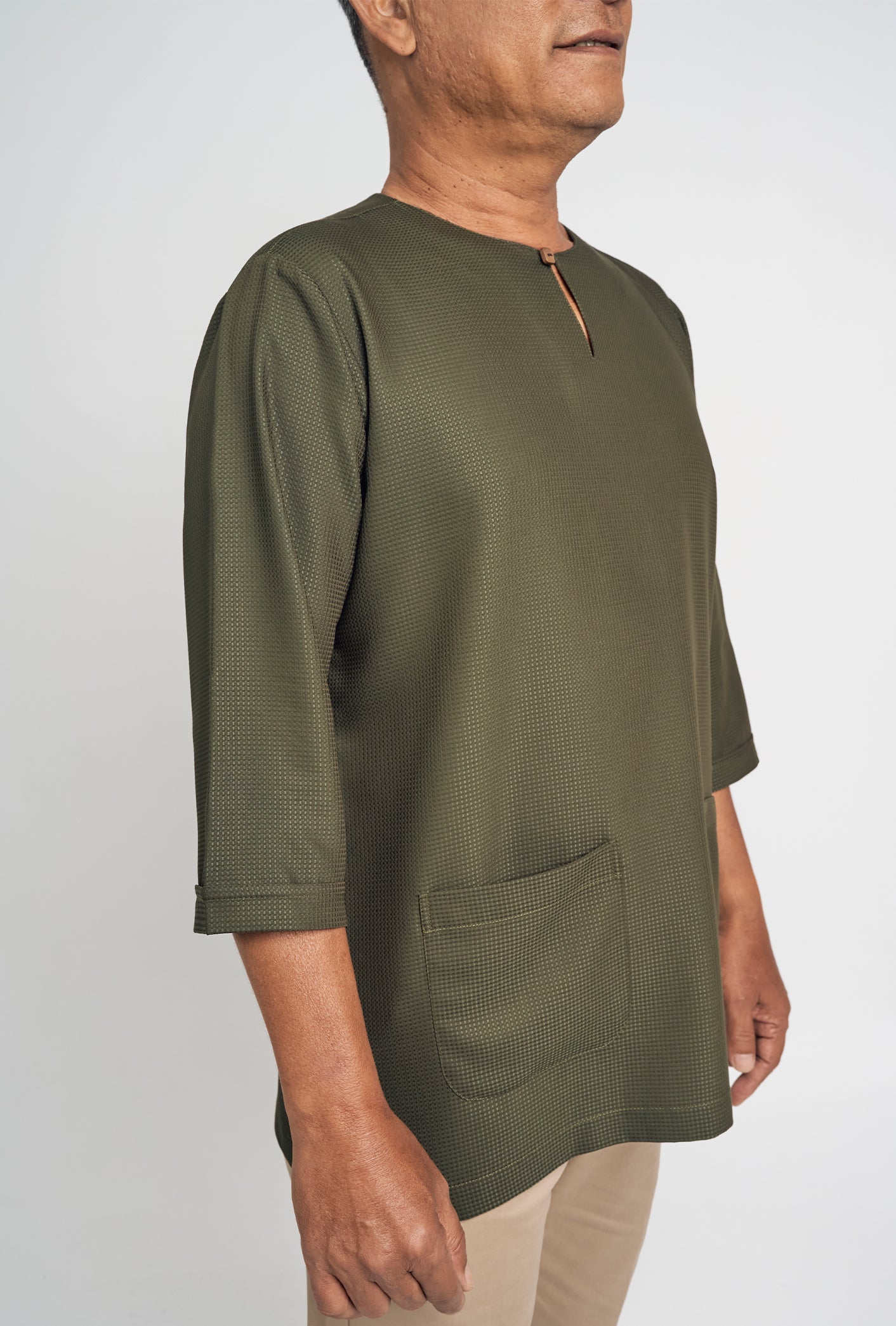 Nadim Modern Fit Top Quarter Sleeves - Army