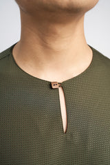 Nadim Modern Fit Top Quarter Sleeves - Army