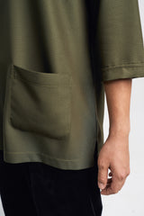 Nadim Modern Fit Top Quarter Sleeves - Army