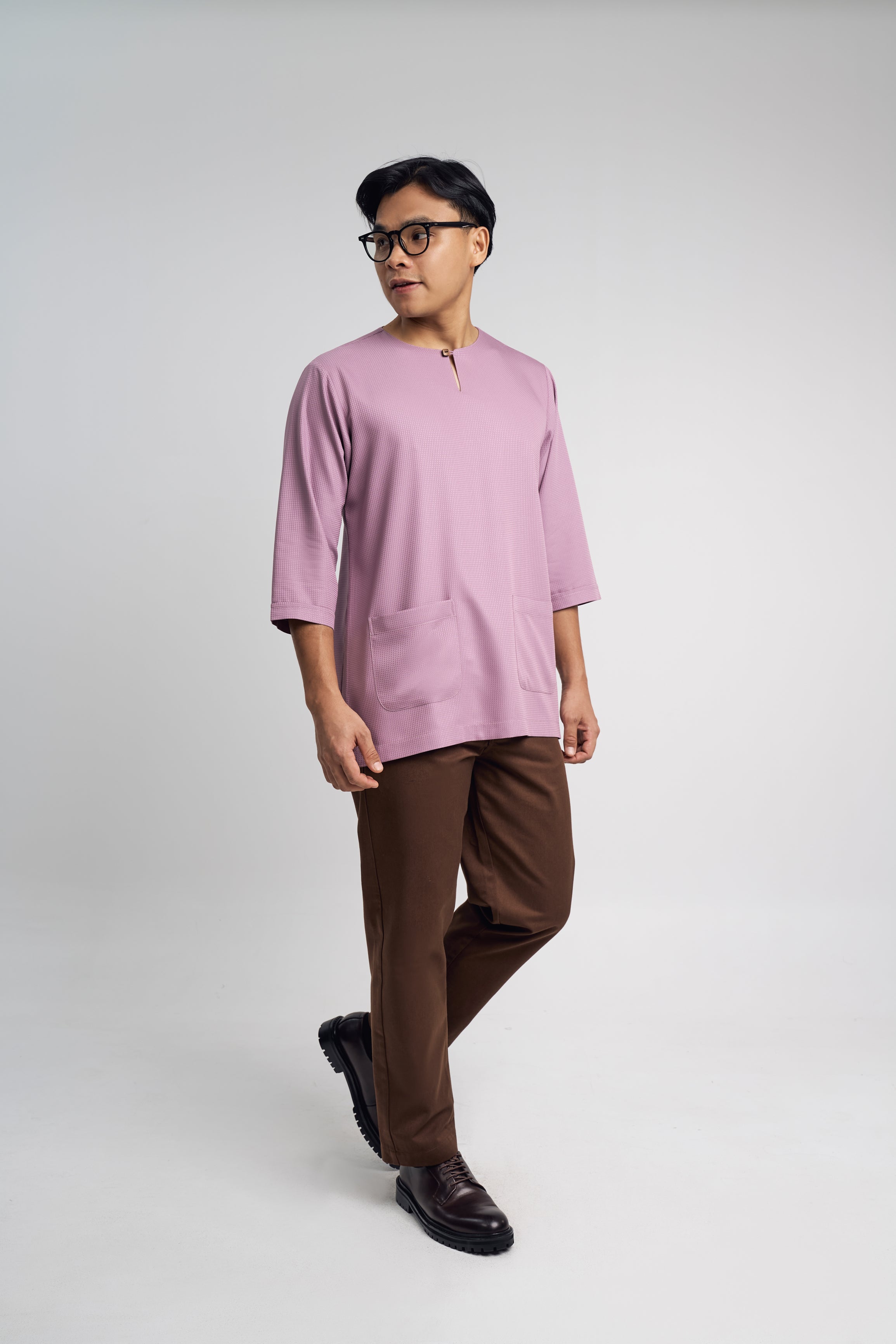 Nadim Modern Fit Top Quarter Sleeves - Dusty Purple
