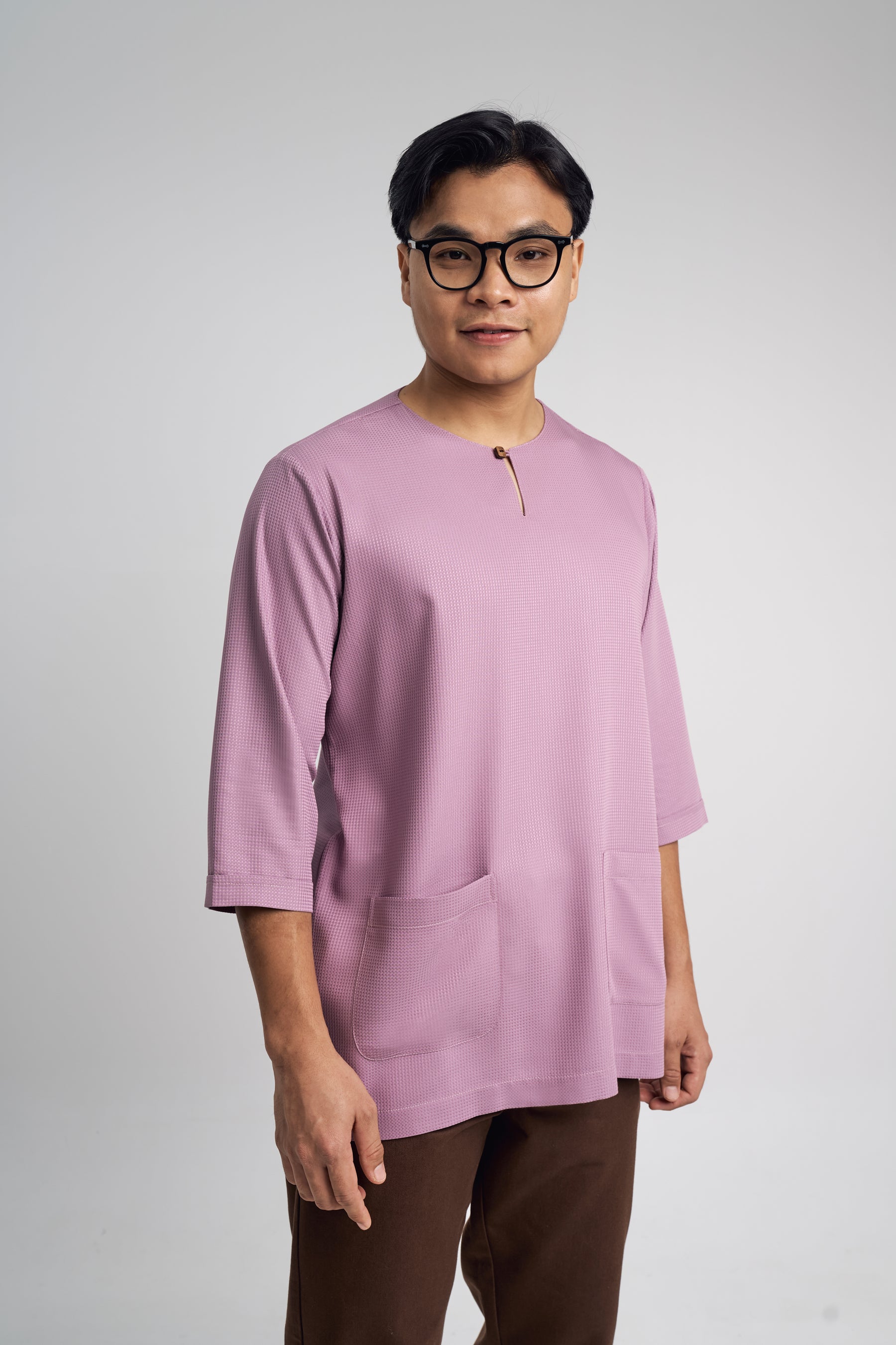 Nadim Modern Fit Top Quarter Sleeves - Dusty Purple