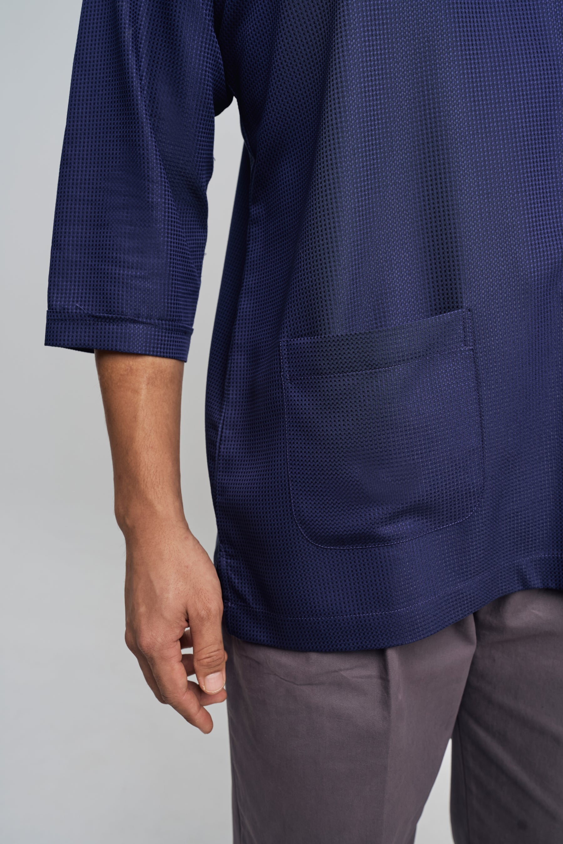 Nadim Modern Fit Top Quarter Sleeves - Dark Blue