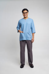 Nadim Modern Fit Top Quarter Sleeves - Dusty Blue