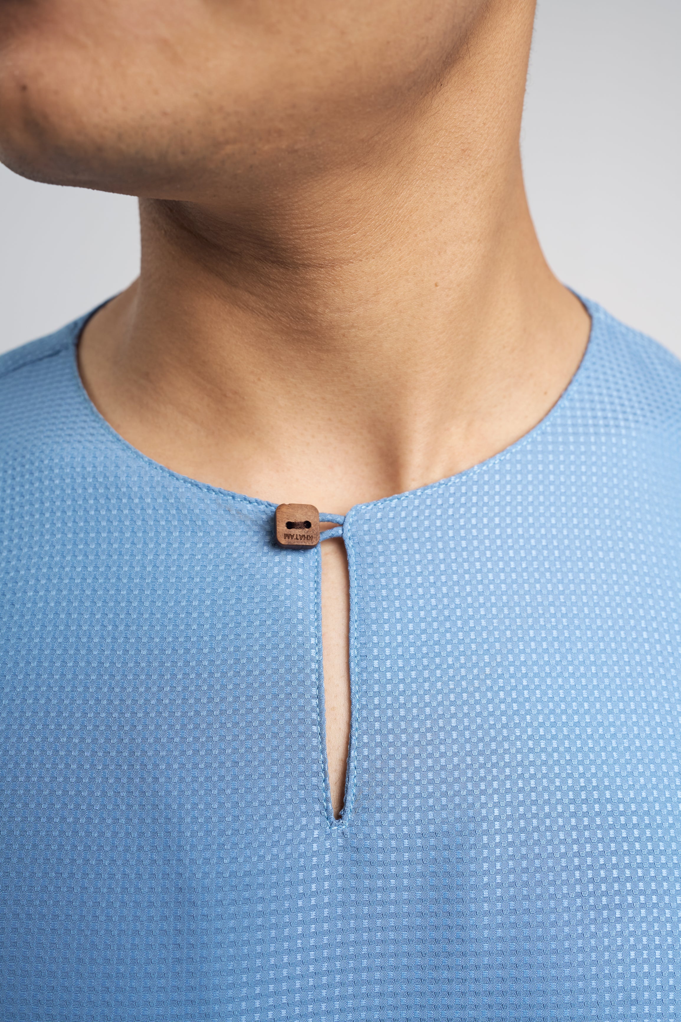 Nadim Modern Fit Top Quarter Sleeves - Dusty Blue