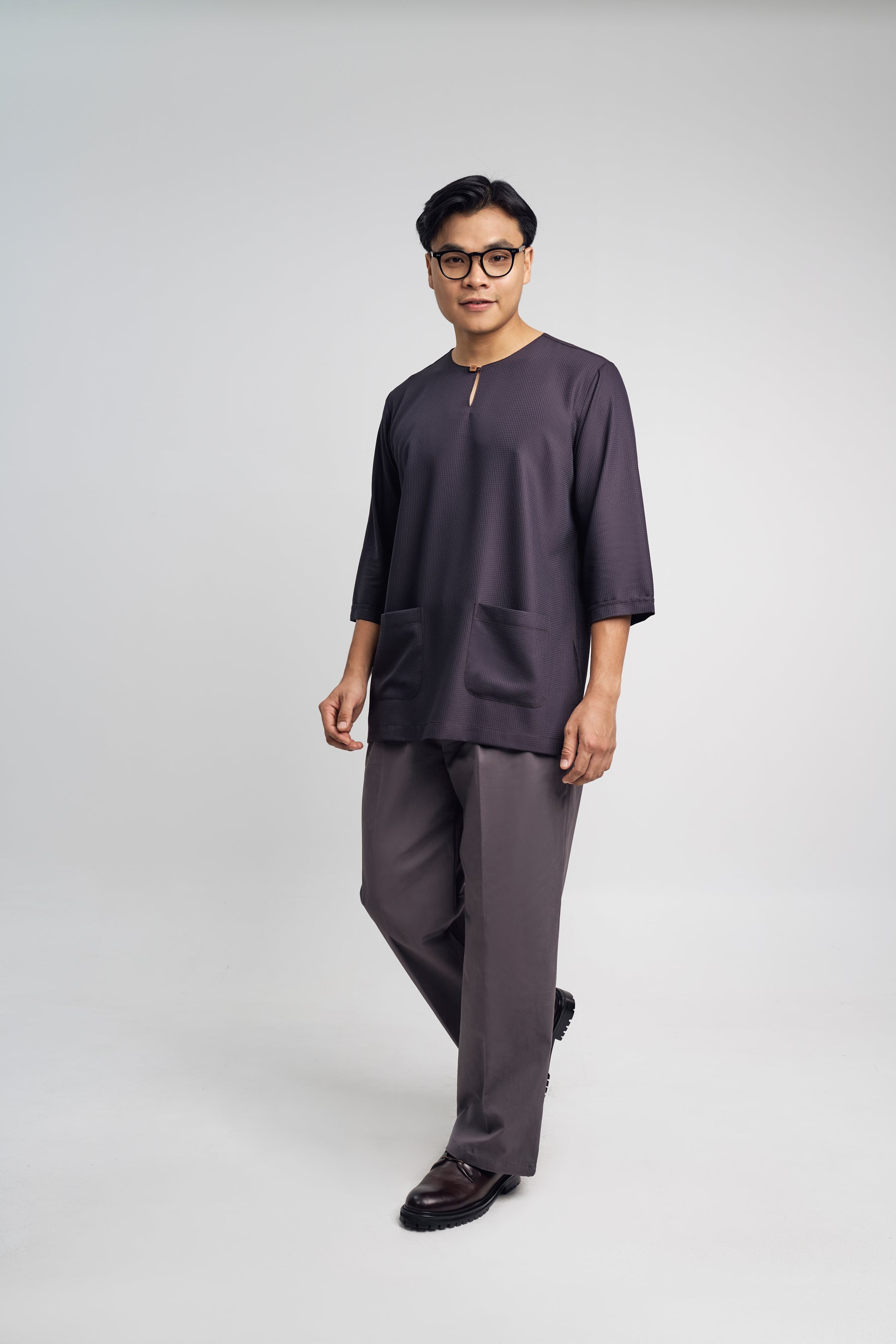 Nadim Modern Fit Top Quarter Sleeves - Black