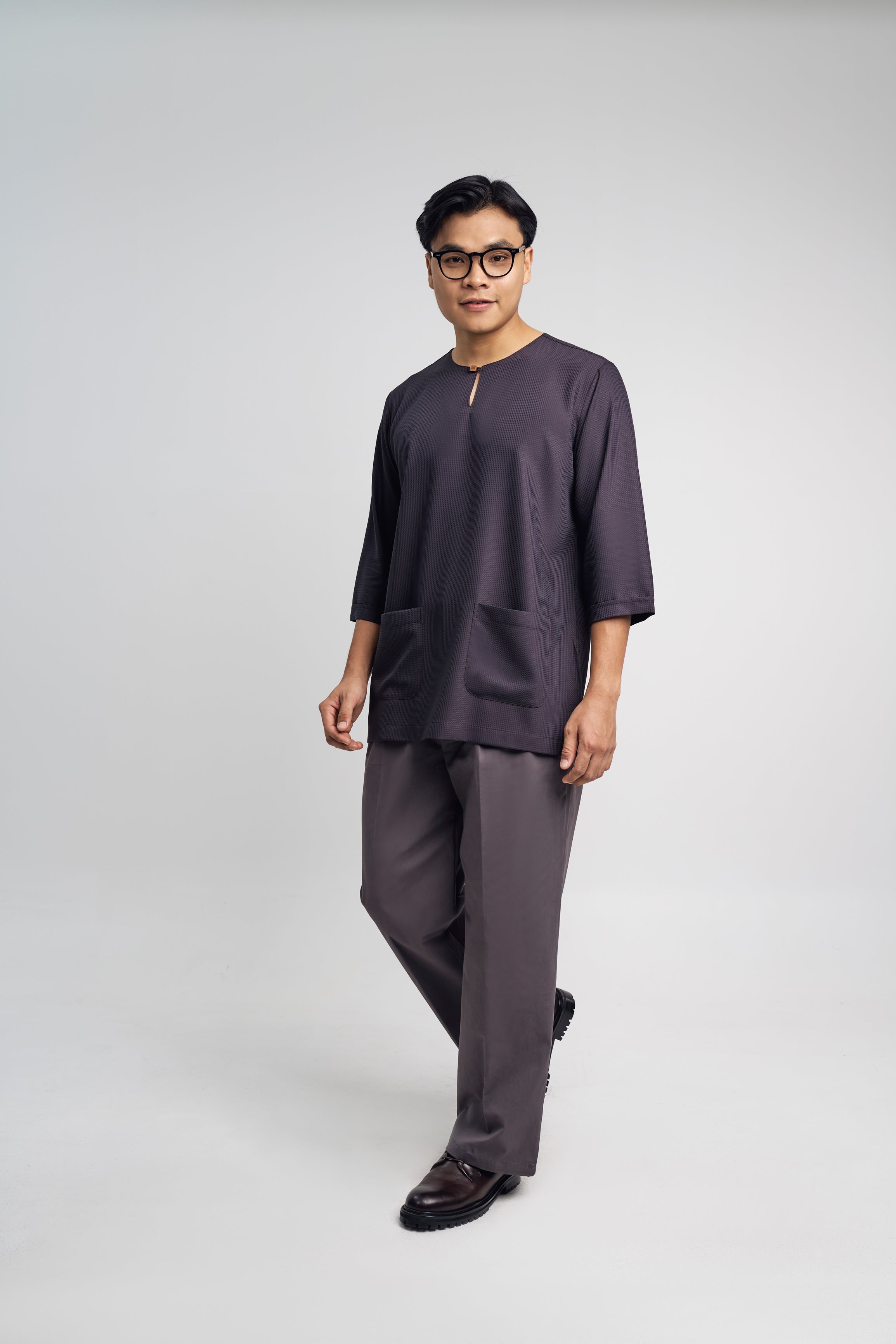 Nadim Modern Fit Top Quarter Sleeves - Black