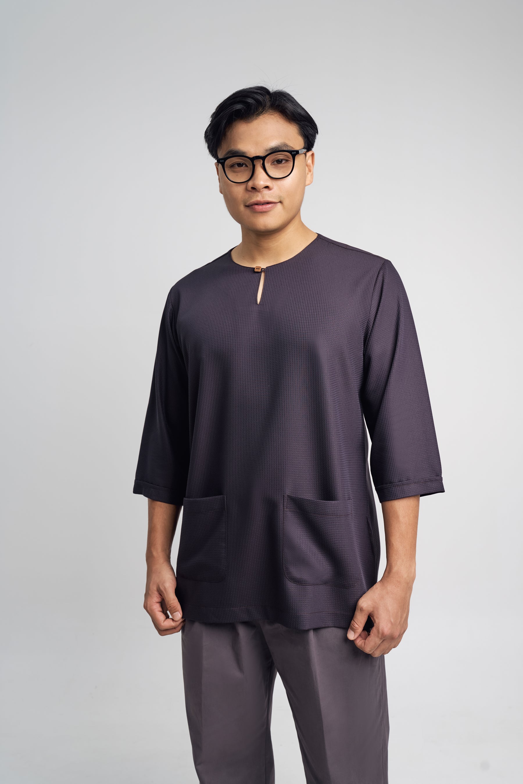 Nadim Modern Fit Top Quarter Sleeves - Black
