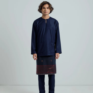 Patawali Modern Fit Baju Melayu Teluk Belanga - Navy Blue