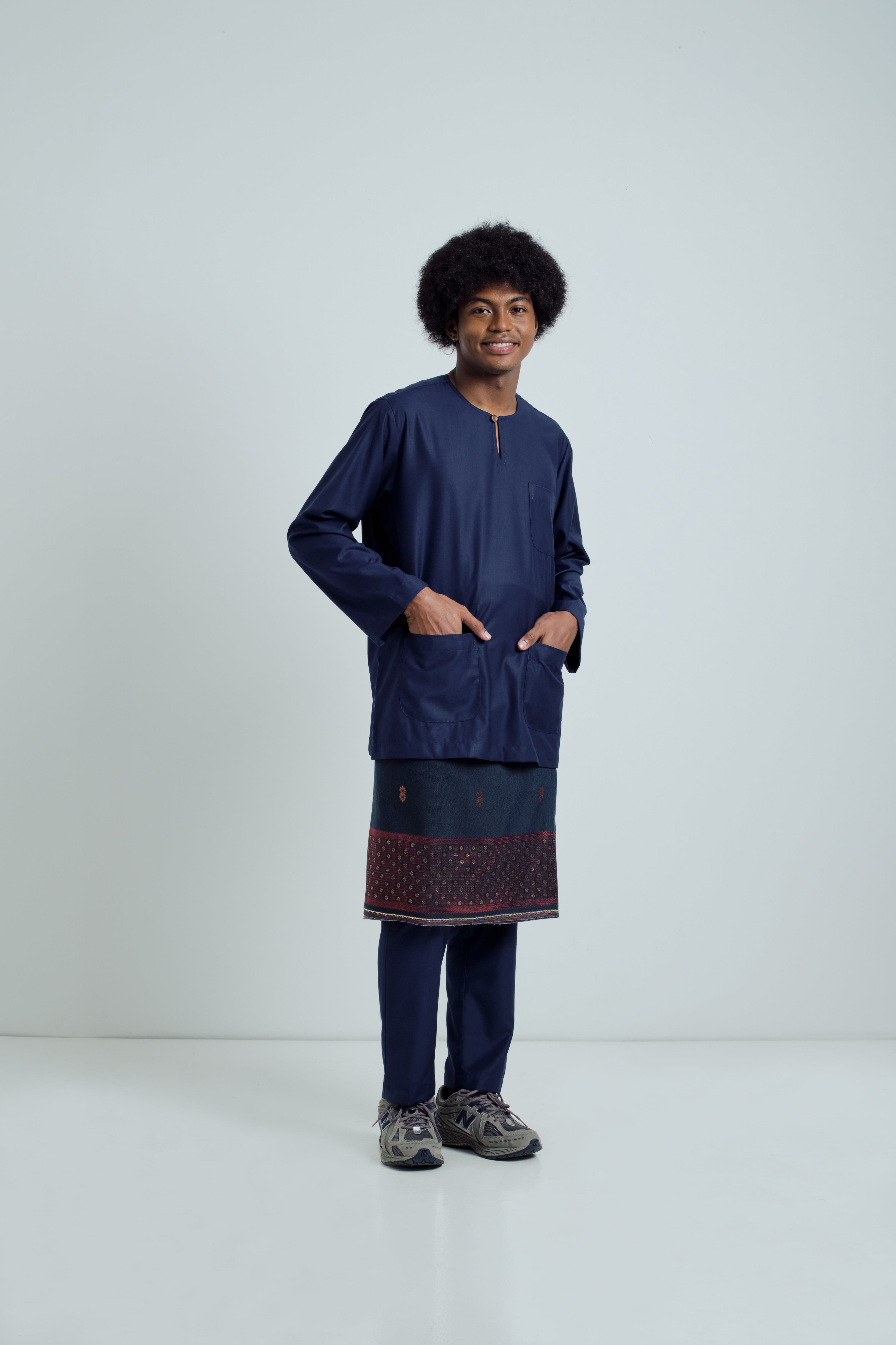 Patawali Classic Fit Baju Melayu Teluk Belanga - Navy Blue