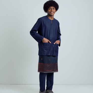 Patawali Classic Fit Baju Melayu Teluk Belanga - Navy Blue