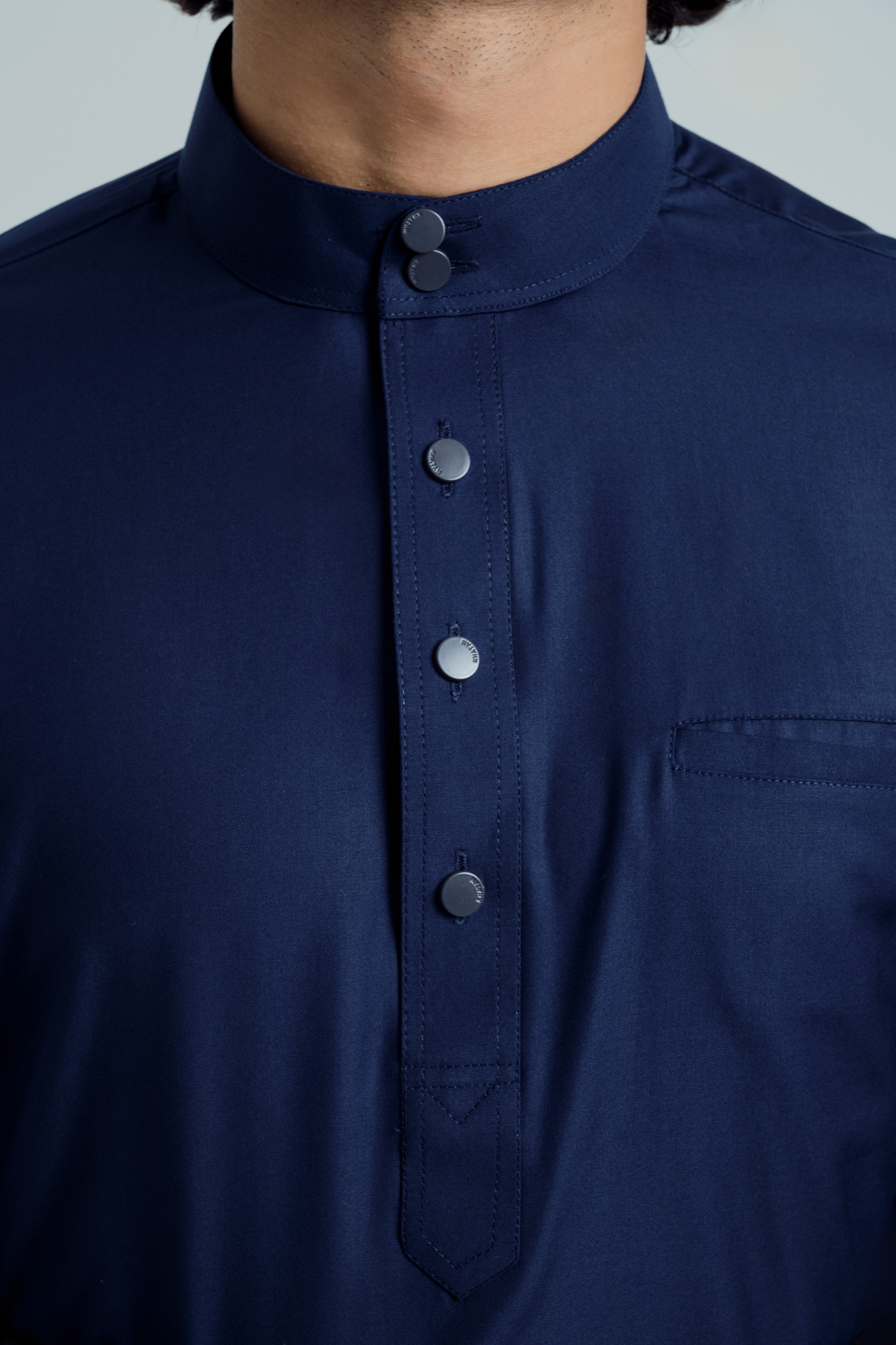 Patawali Baju Melayu Cekak Musang - Navy Blue