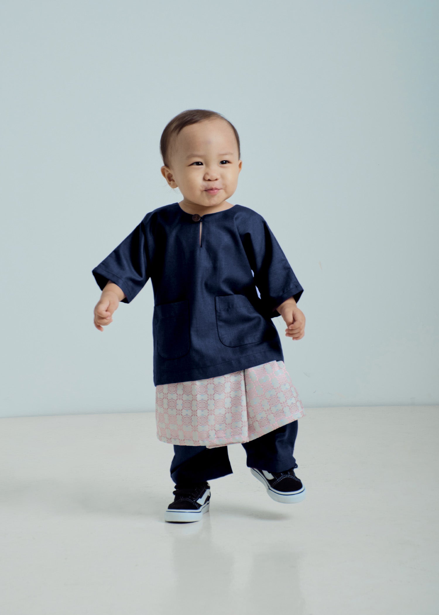 Patawali Baby Boys Baju Melayu Teluk Belanga - Navy Blue