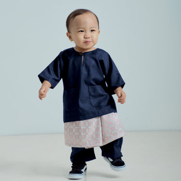 Patawali Baby Boys Baju Melayu Teluk Belanga - Navy Blue