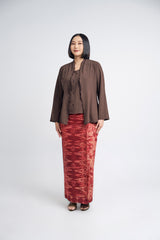 Nyonya Khatam Melor Kebaya Pendek Top - Dark Chocolate